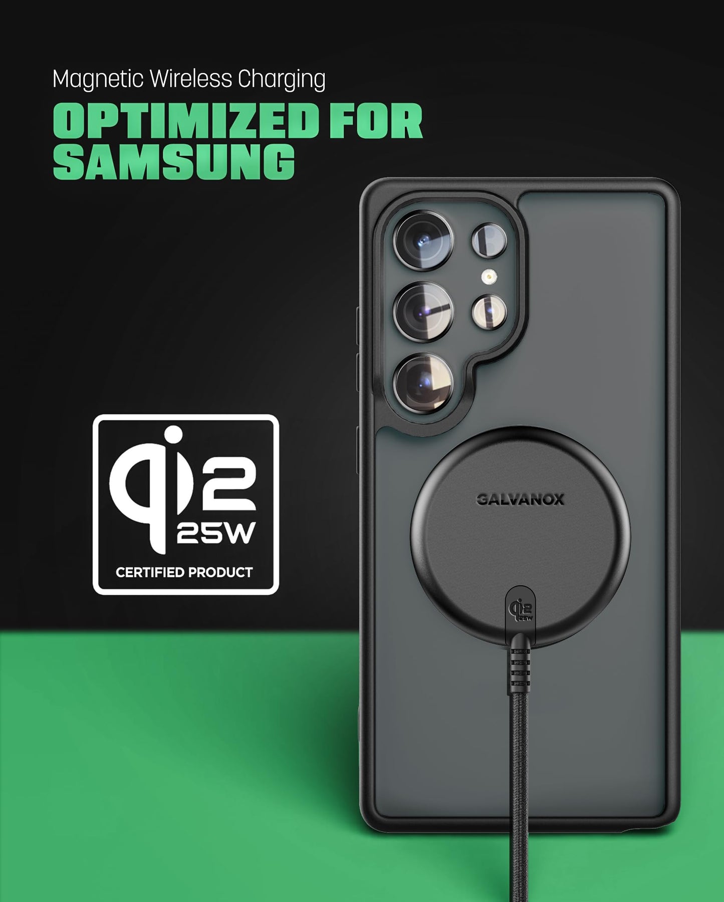 2-Pack Qi2.2 Certified 25W Magnetic Wireless Chargers for Samsung with Fast-Charging Wall Adapters for Galaxy S26 Ultra, zFold, S25, Android Phones
