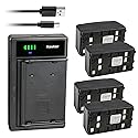 Kastar 4-Pack Battery and Smart USB Charger Replacement for Pentax CST-225N PCS-215 PCS-225 PCS-300 PCS-305 PCS-315 PCS-325 PCS-335 PCS-500 PCS-515