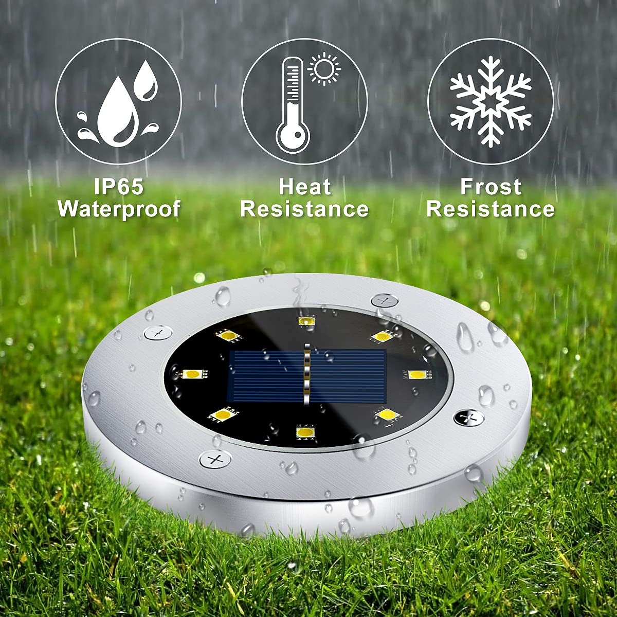 12 Pack 8LED Solar Garden Lights Outdoor Waterproof Sidewalk Disk Bright In-Ground Landscape Lighting for Lawn Patio Pathway Yard Steps Deck Walkway
