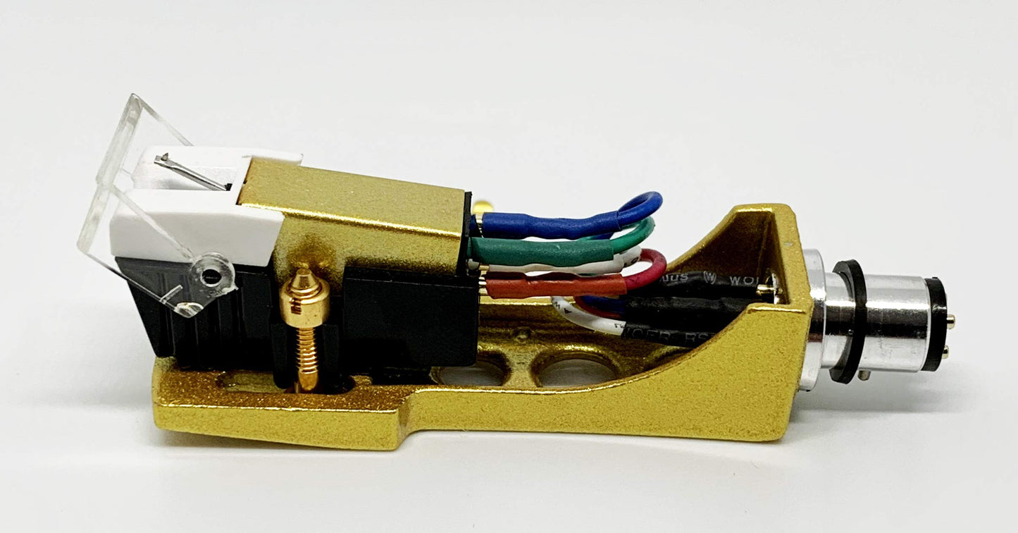 Cartridge and Stylus, needle and Gold Headshell with mounting bolts for Technics SL-1200, SL-1210, SL-1600, SL-1610, SL-1700, SL-235, SL-23A, SL-B2