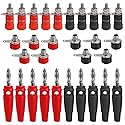 QCCAN 30PCS Binding Posts Terminals 4mm Banana Plug Socket & Red and Black Gold Plated 4mm Female and Male Banana Plugs Banana Socket Terminal