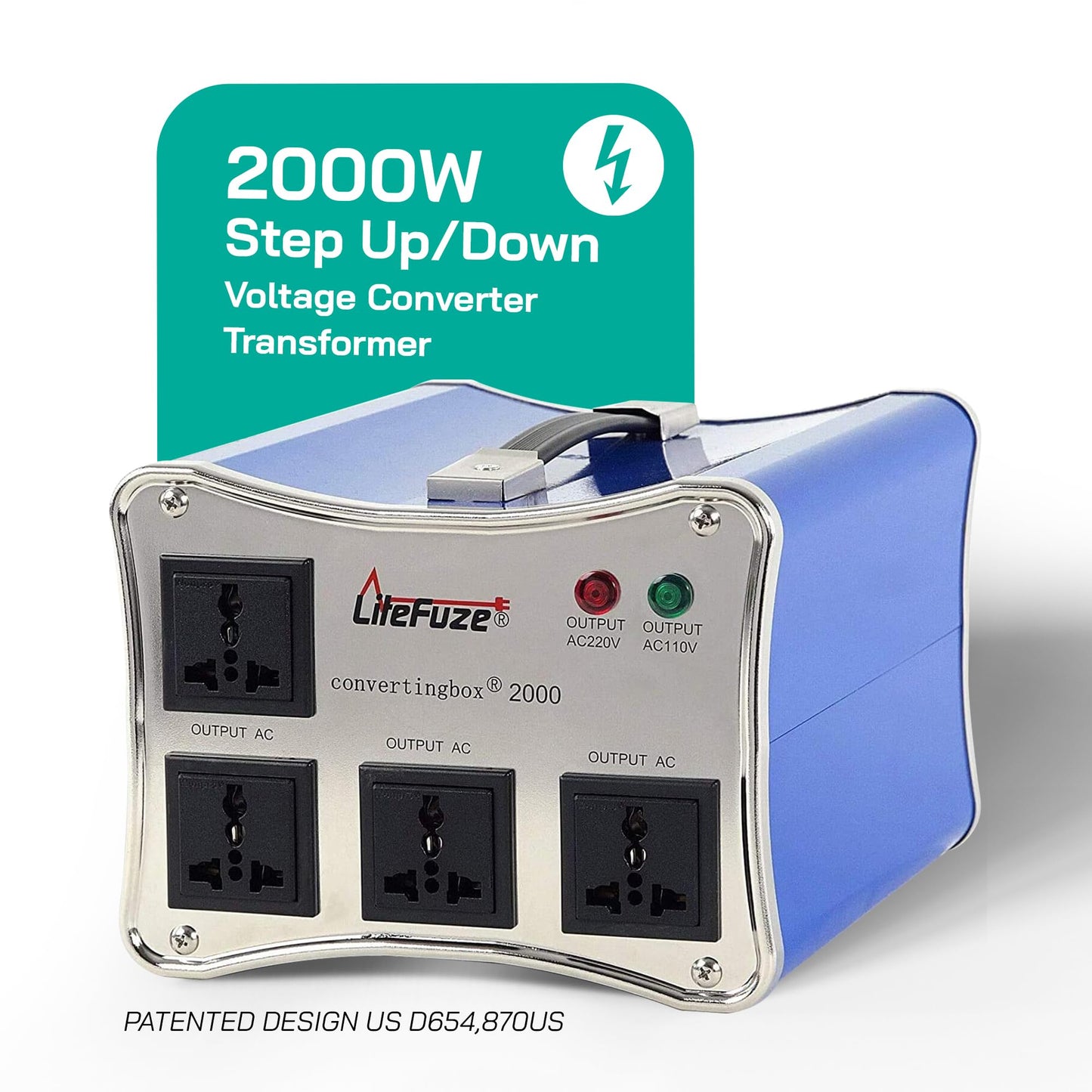 LiteFuze 2000W Voltage Converter Step-up/Down Auto Power Transformer - 110/120v to 220/240v - Heavy Duty - Circuit Breaker Protection - Converting…