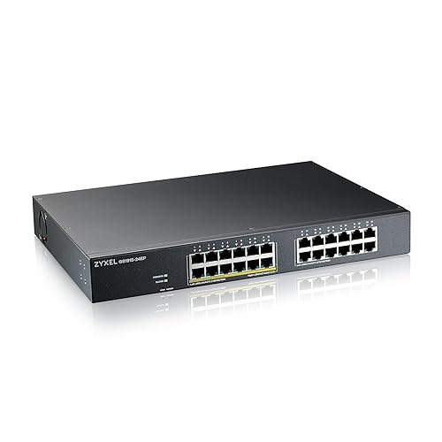 Zyxel 24 Port PoE Switch | Smart Managed | Gigabit Network Ethernet Switch | 12x GbE + 12x GbE PoE+ with 130W Budget | Rack Mount | Smart Fan