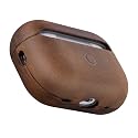 Maogoam for AirPods Pro 2nd Generation Leather Case Cover with Button, Genuine Oil Wax Crazy Horse Cowhide Leather Case for Airpods Pro 2