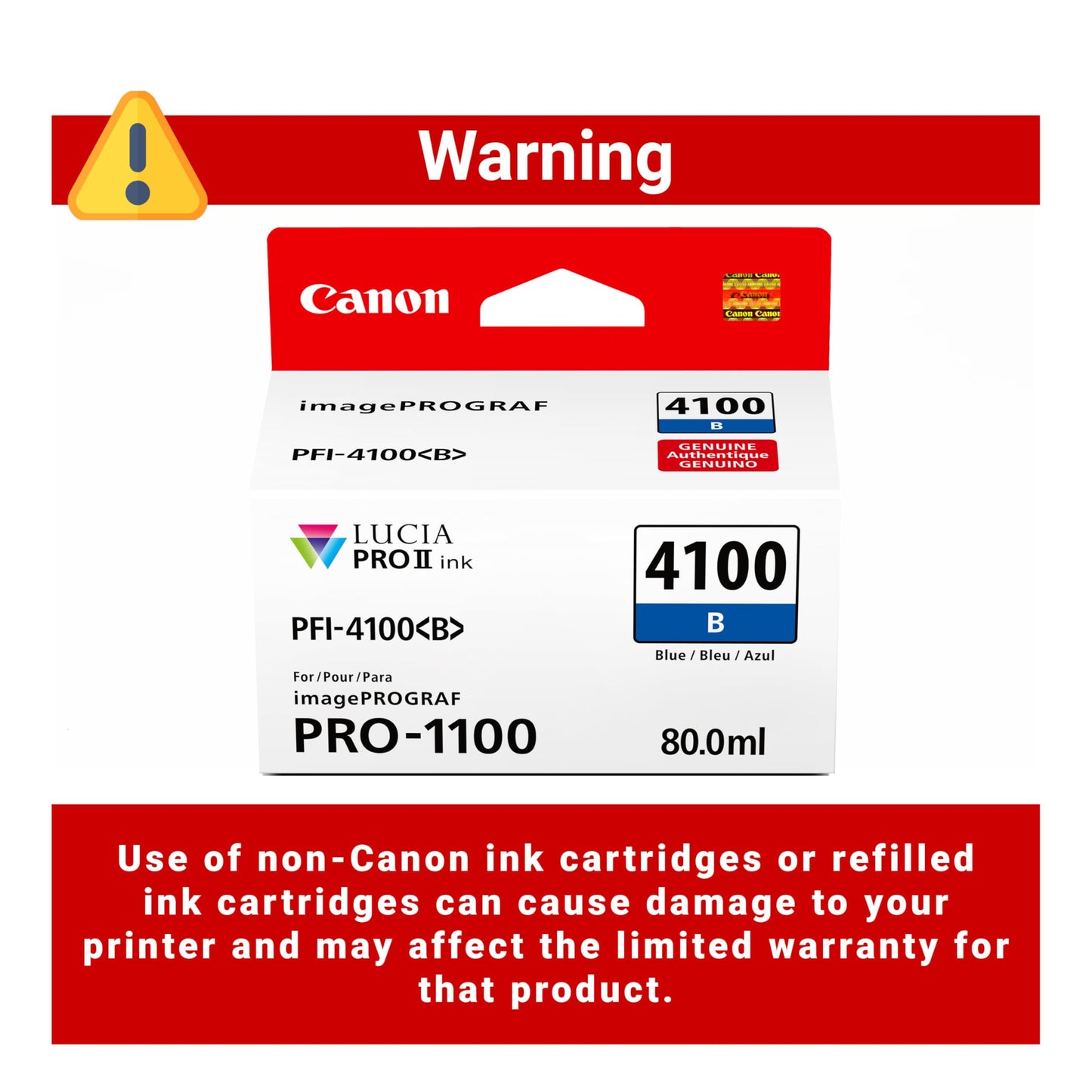 Canon PFI-4100 Genuine Blue Ink Tank, Compatible with imagePROGRAF PRO-1100 Printers