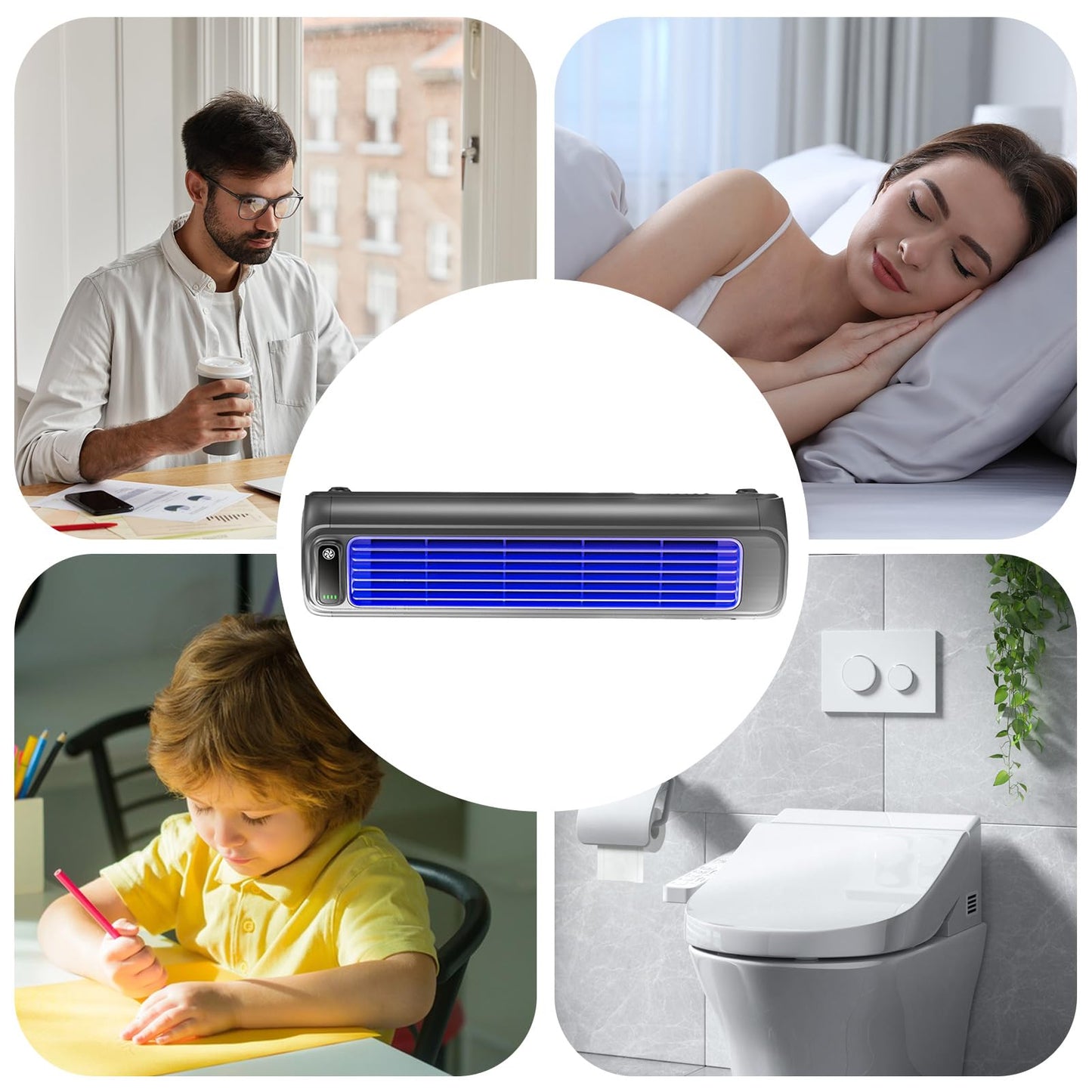 AOYEBO Bladeless Cold Air Fan - 3-Speed Settings & Space-Saving Design (Office/Bedroom Use, Compact Tower Fan) (B)