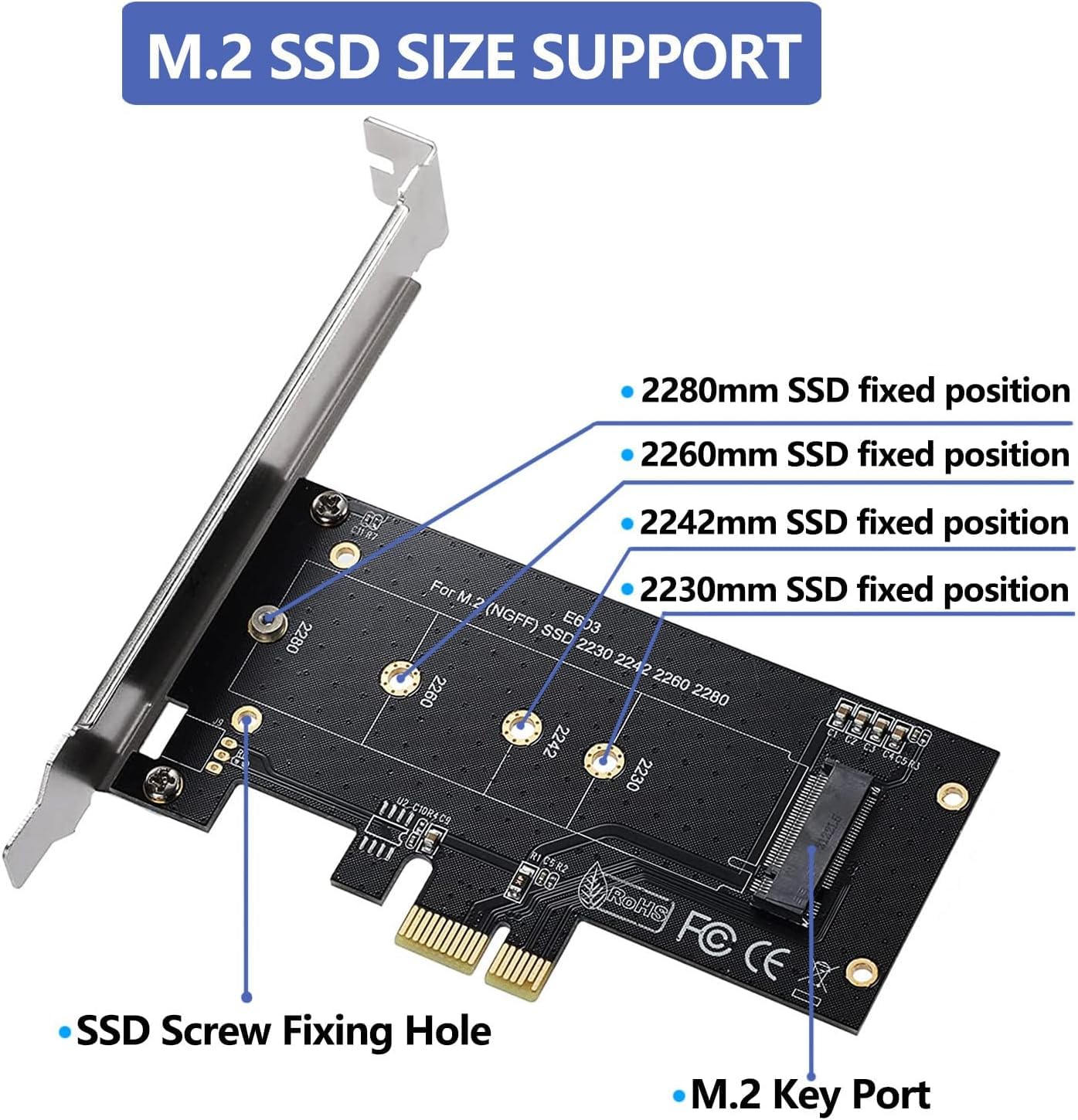 Black M.2 PCIe to PCIe 3.0 x1 NVMe Controller Expansion Card for M-Key M.2 SSD 2280/2260/2242/2230 Riser Card,Supports M2 NGFF PCI-e 3.0, 2.0,1.0