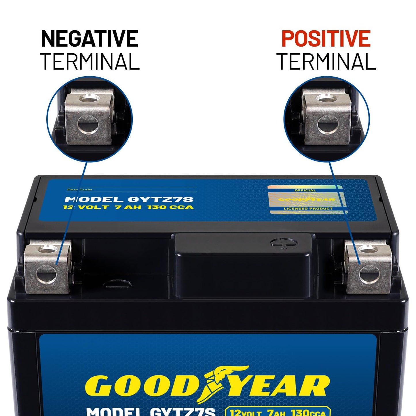 Goodyear GYTZ7S - 12 Volt 7 AH, 130 CCA, Rechargeable High-Performance, Maintenance Free, SLA - AGM Battery for Motorcycle, ATV, UTV, Scooter…
