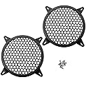 Ruiwaer 2pcs 6" Protective Cover for Speaker Grille, Hard Plastic Car Subwoofer Metal Round Metal Mesh Cover, Black