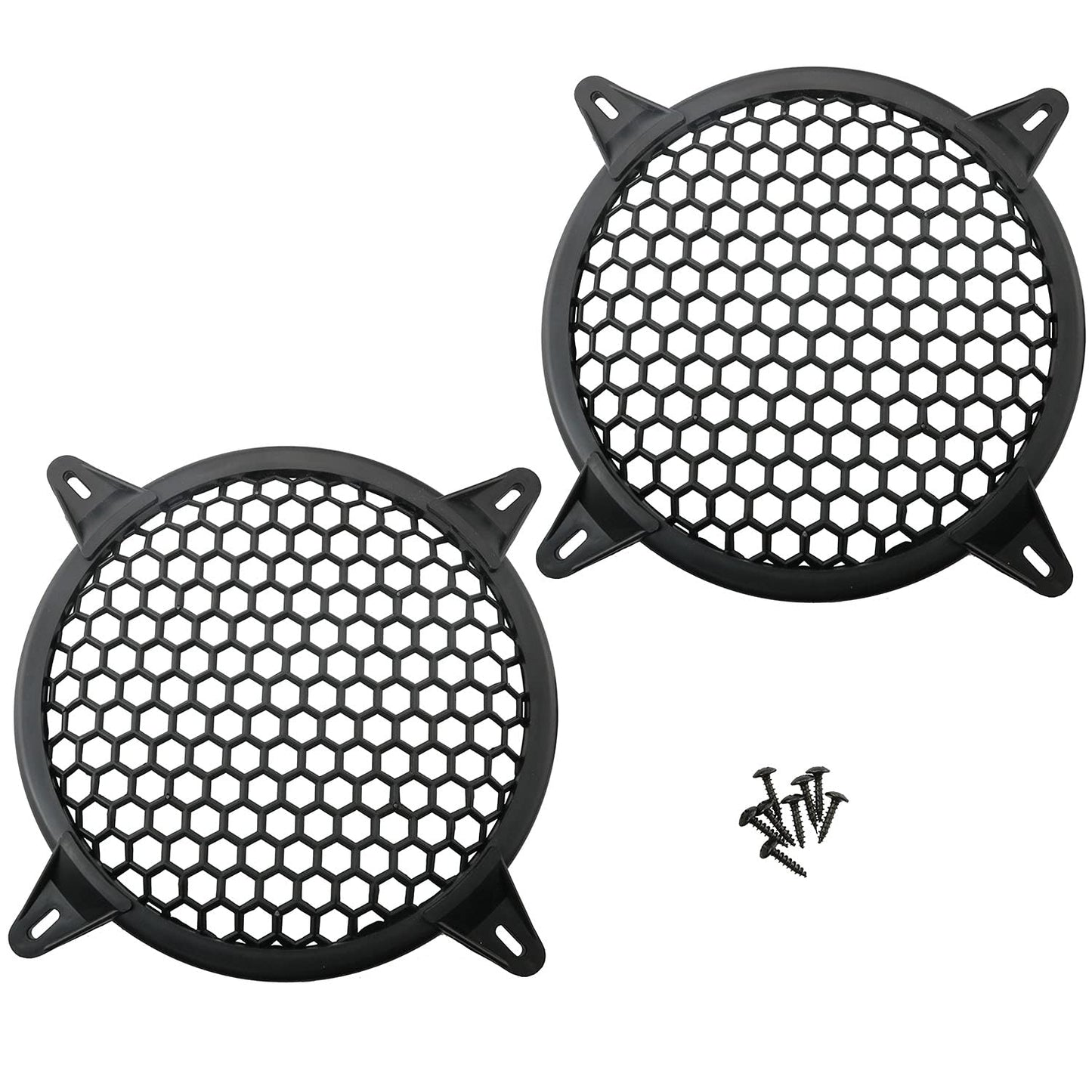 Ruiwaer 2pcs 6" Protective Cover for Speaker Grille, Hard Plastic Car Subwoofer Metal Round Metal Mesh Cover, Black