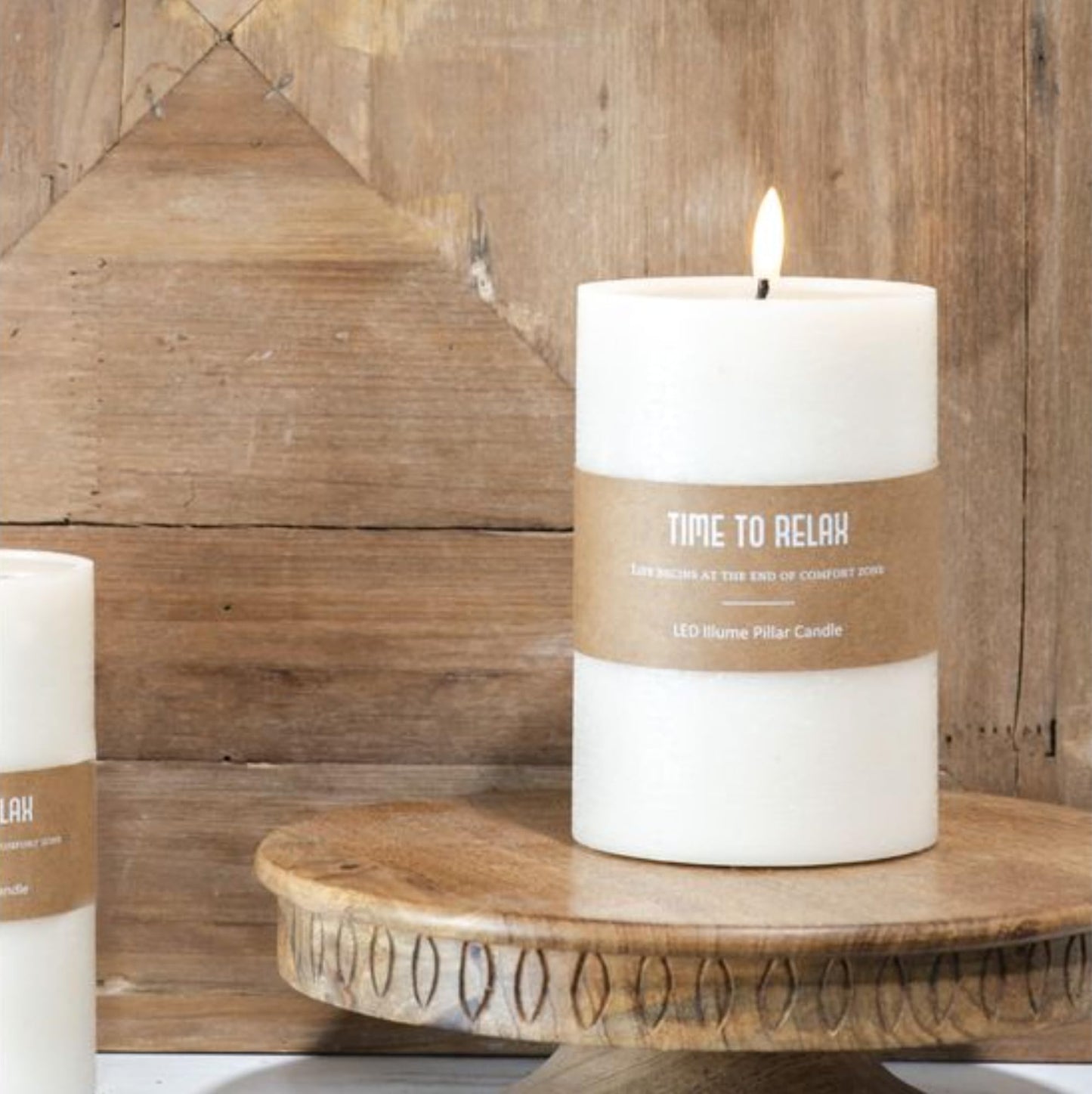 100 North PD Home & Garden LED Decorative for Home Spa Ambient Décor 6 Inch Realistic Wax Wide Flameless Pillar Candle White Time to Relax