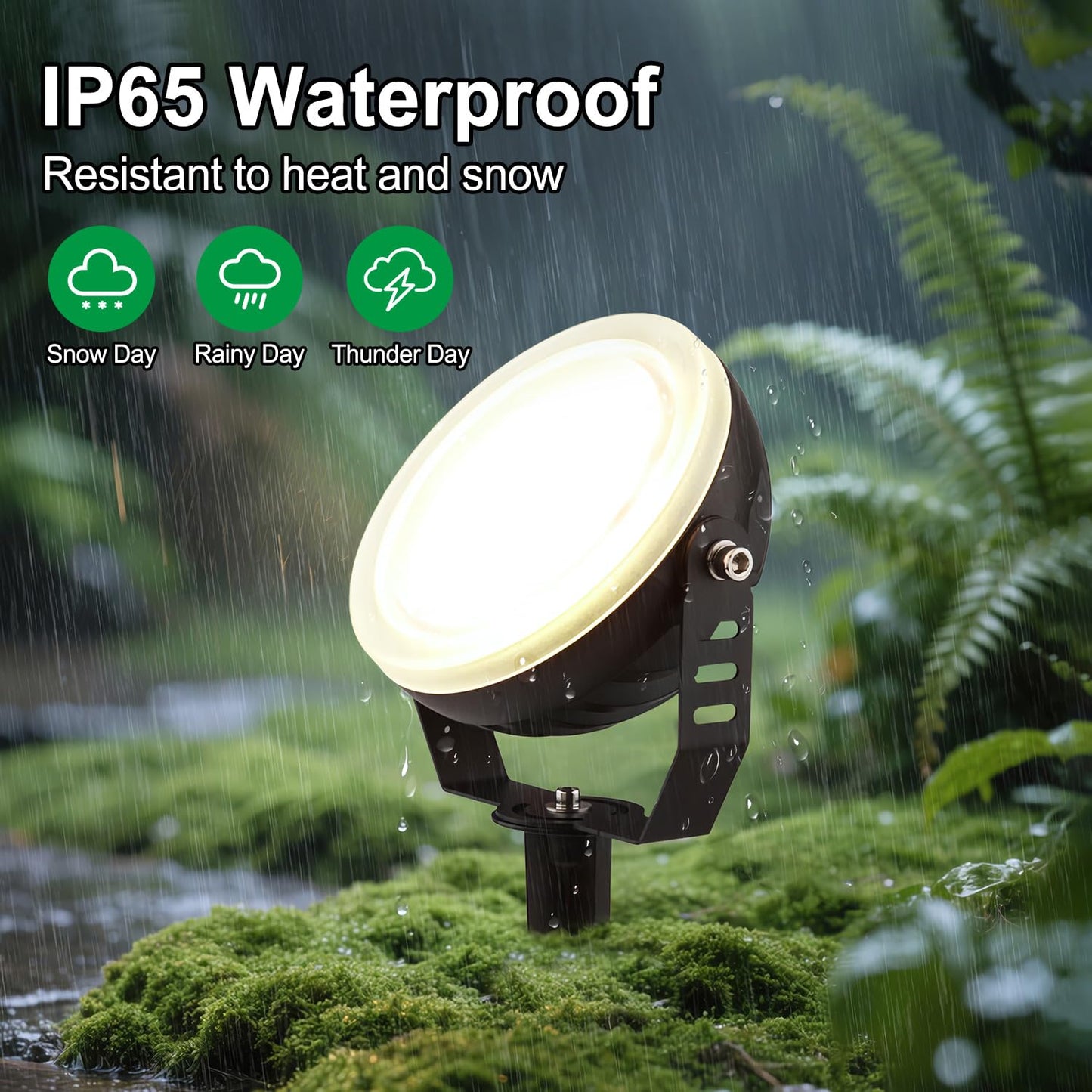 SAMVOL 24W LED Edge-Lit Landscape Spotlight IP67 Waterproof 120V 3000K Thickened Aluminum 270° Adjustable Bracket for Yard Garden Tree Architectural