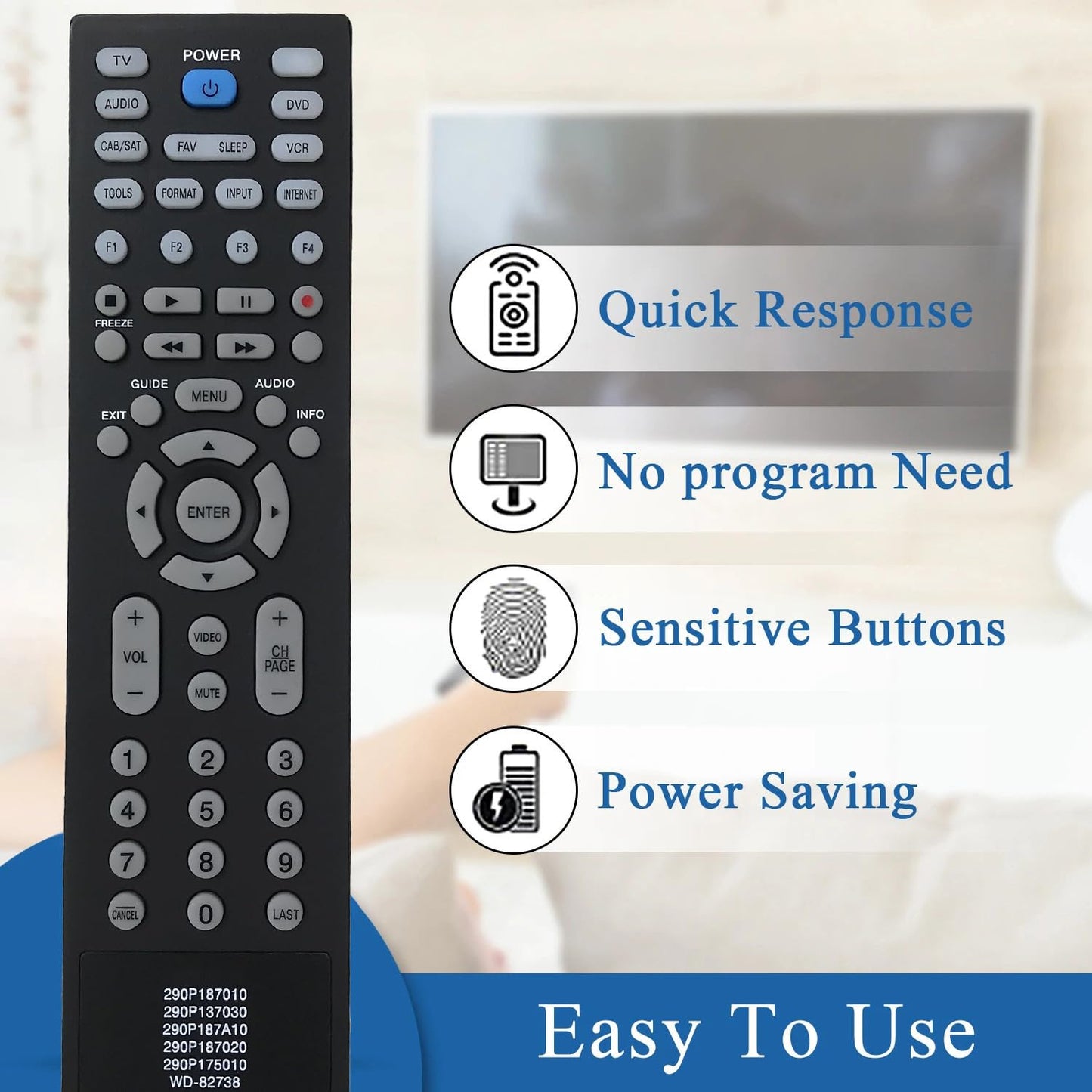 Replacement Remote Control for Mitsubishi TV LT-40164 WD-60737 WD-65734 WD-65733 WD-65735 WD-73640 WD-82742 290P137030 290P187020