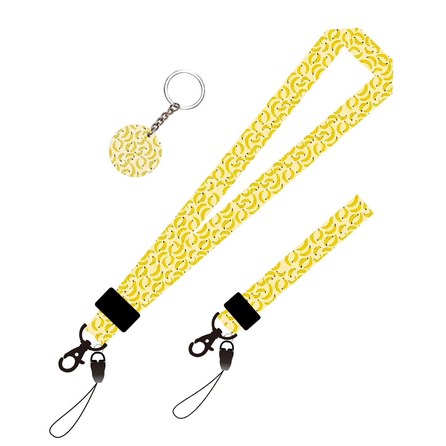 Cute Banana Style Neck Lanyard and Wristl Strap?with Keychain,for Student Teacher Doctor Driver Lawyer Office Accessories