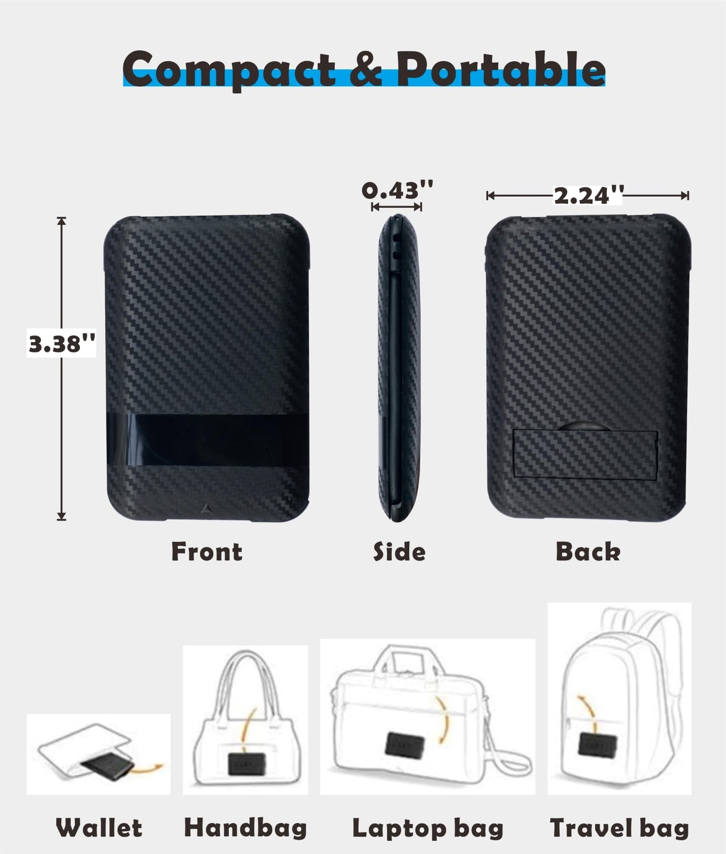 Yinow USB Type C to C Charging and Data Transfer Cable with 3 Adapters Combination Set in Credit Card Size Case, Black