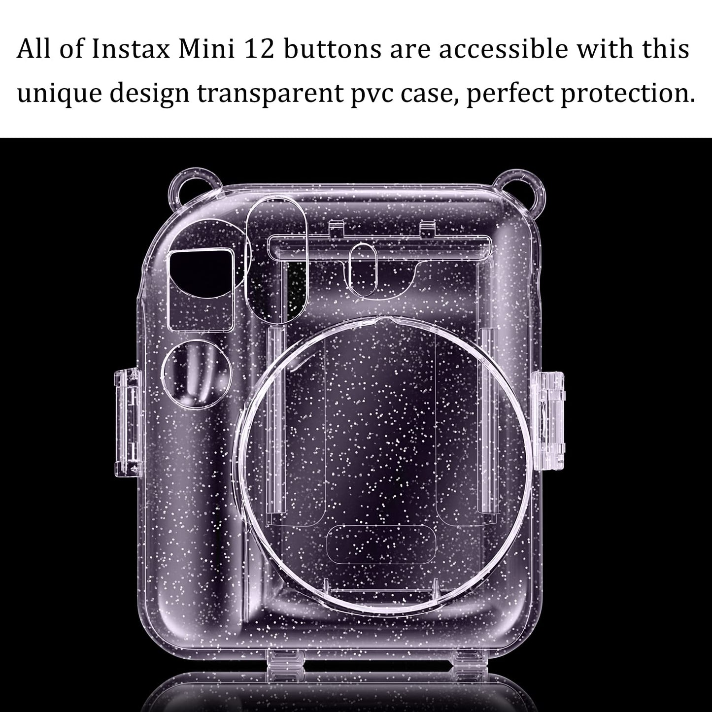 Fintie Protective Clear Case for Fujifilm Instax Mini 12 Instant Camera - Crystal Hard Shell Cover with Upgraded Film Pocket for Storing Photos