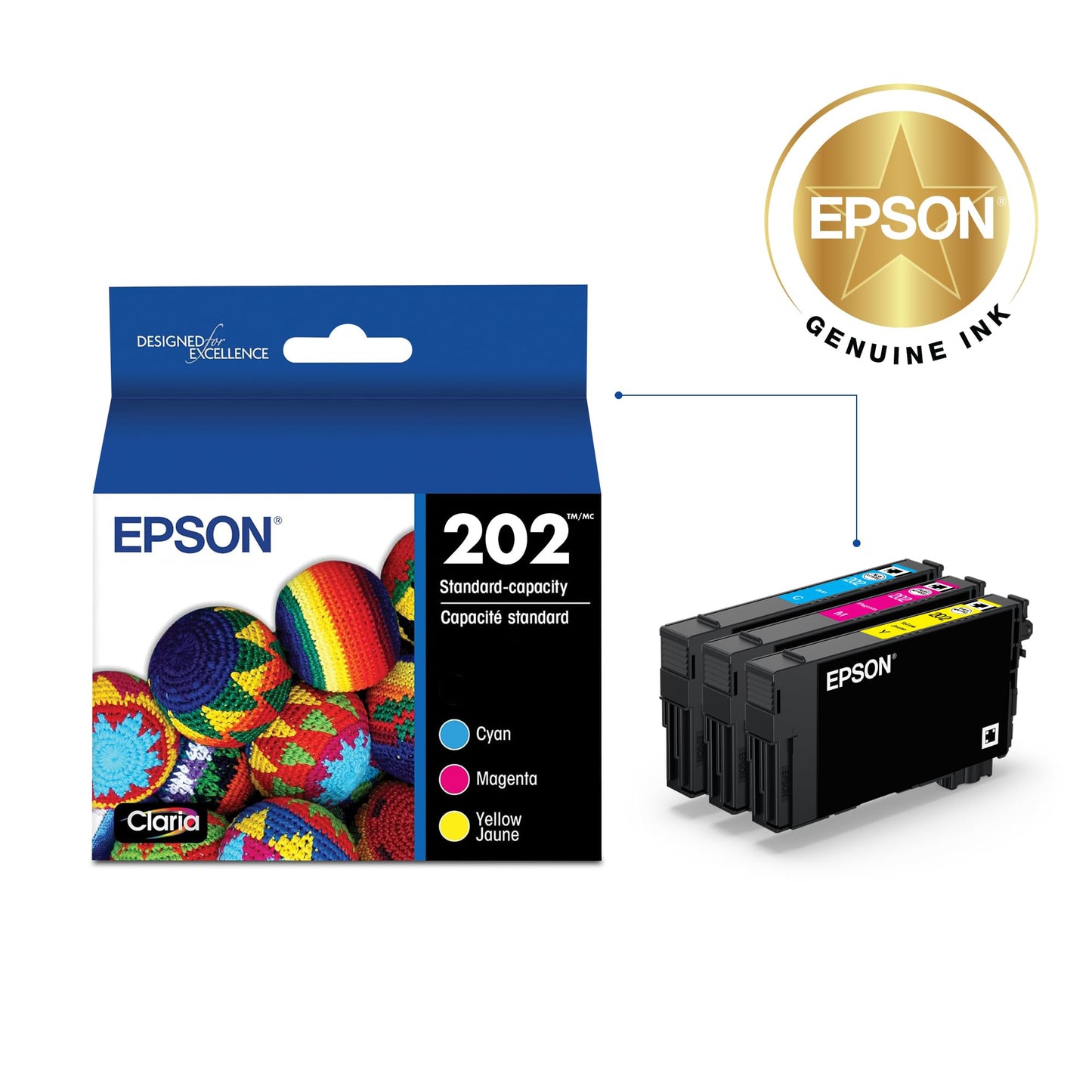 Epson 202 Claria Ink Standard Capacity Color Combo Pack (T202520-S) Works with Workforce WF-2860, Expression XP-5100