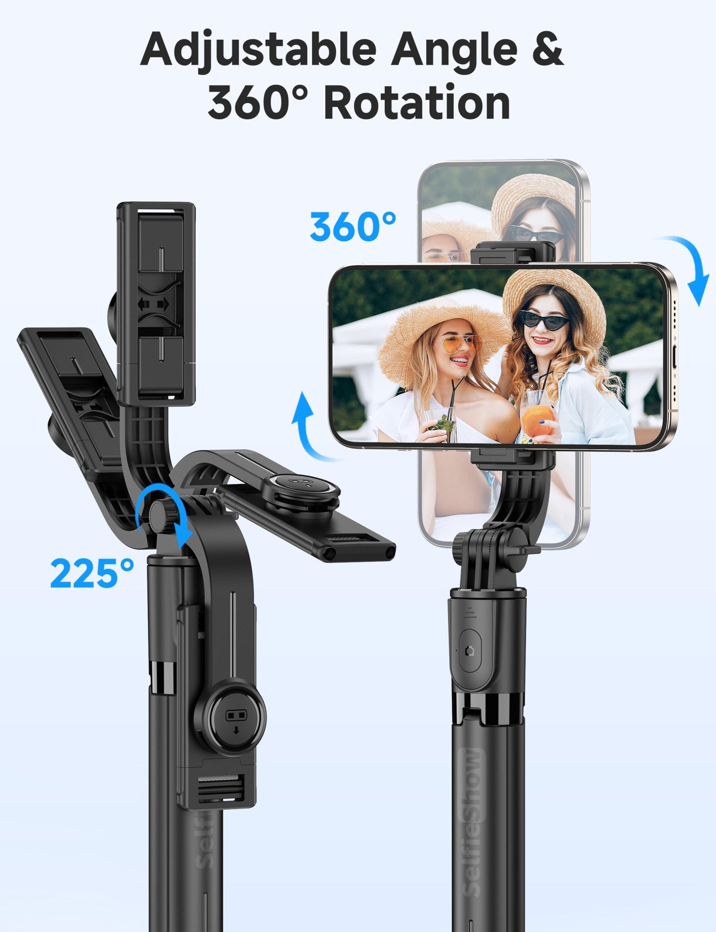Portable Selfie Stick, 4 in 1 Extendable Phone Tripod Stand with Detachable Wireless Remote & Phone Holder 360° Rotating Mini Travel Tripod Compatible