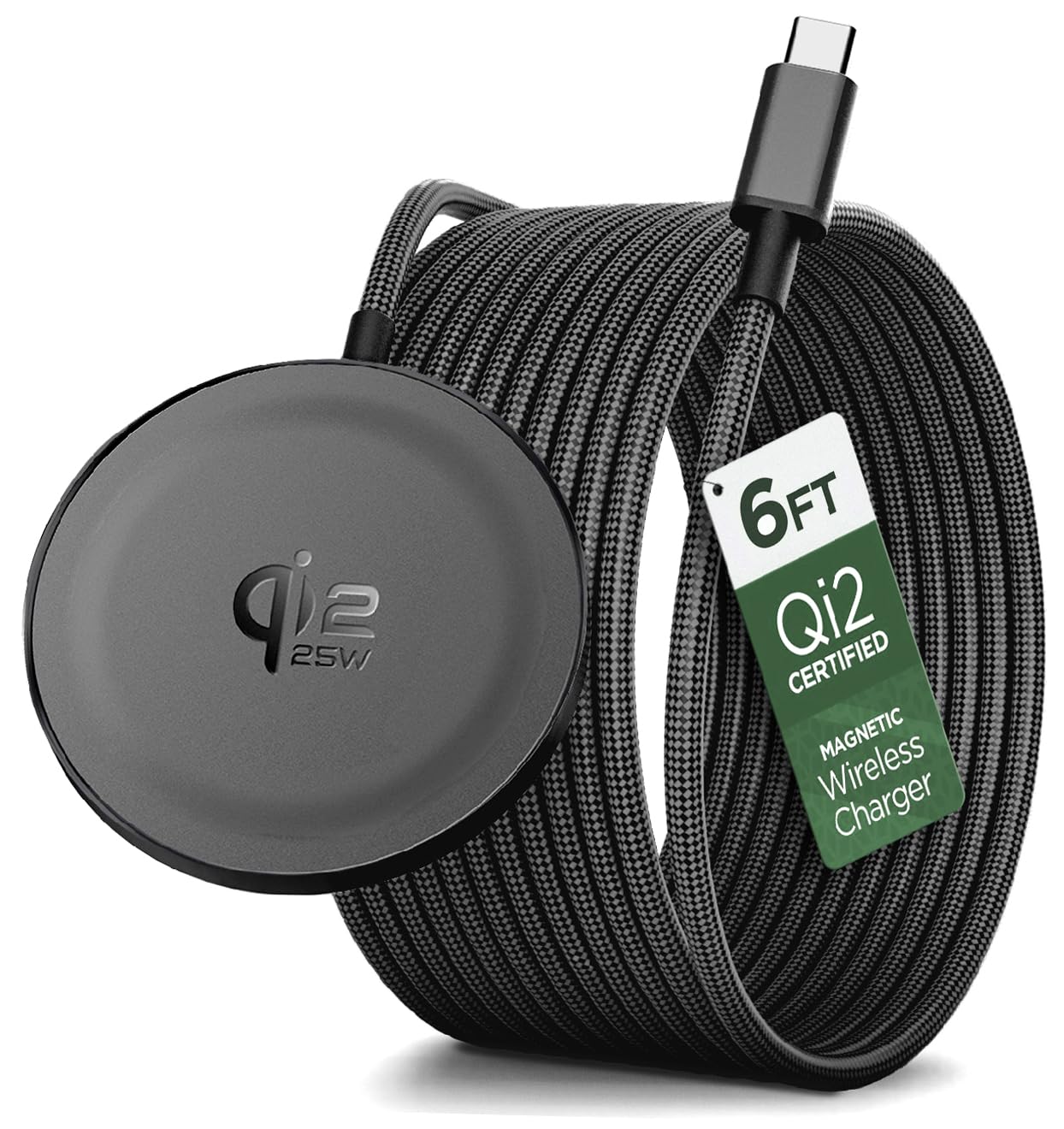 Galvanox 25W Magnetic Wireless Charger for Pixelsnap - Qi2.2 Fast Charging Pad (Compatible with MagSafe) 6FT USB-C Braided Cable for Pixel 10 Pro XL