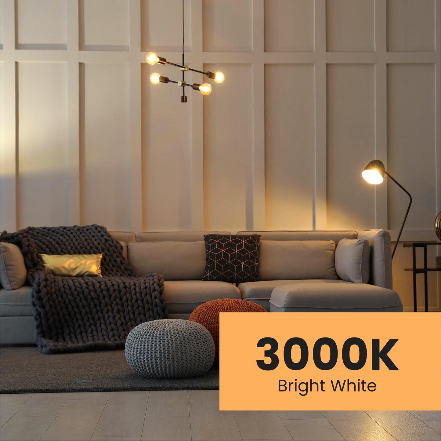 Feit Electric A19 Enhance LED Light Bulb, 40W Eq, Bright White, 4 Pack