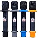 YTYKINOY 4 Sets Wireless Handheld Microphone Shakeproof Anti-Rolling Mic Protection Silicone Ring & Bottom Rod Sleeve Holder Stand for KTV Device (4