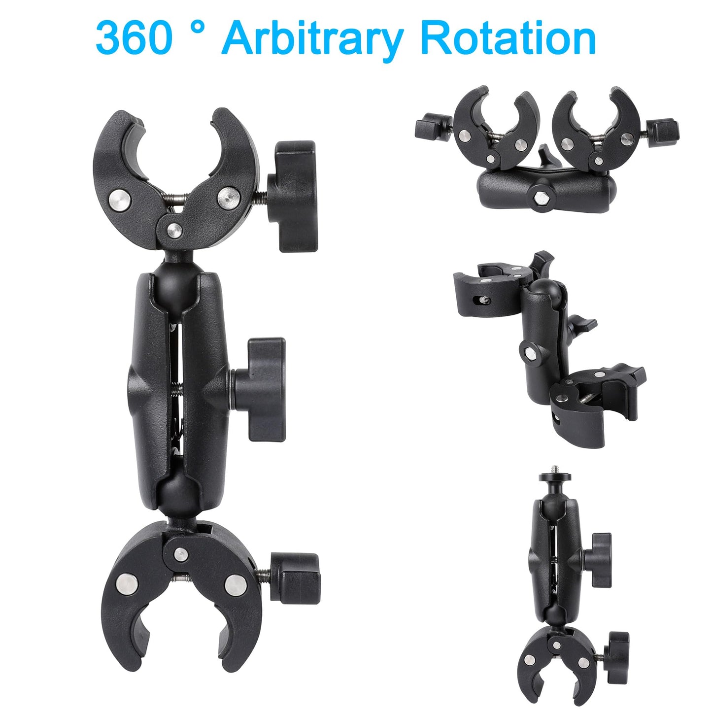 Double Clamp Camera Mount Bracket,Monitor Magic Socket Arm w/1/4"-20 Ball Head for Desk Photo Studio Light Stand, Photography Reflector, Photo Boom