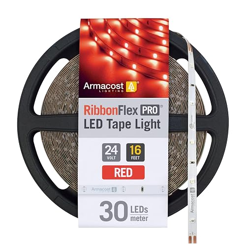 Armacost Lighting RibbonFlex Pro 24V Red LED Strip Light Tape 30 LED/m 16 ft (5m) 633230