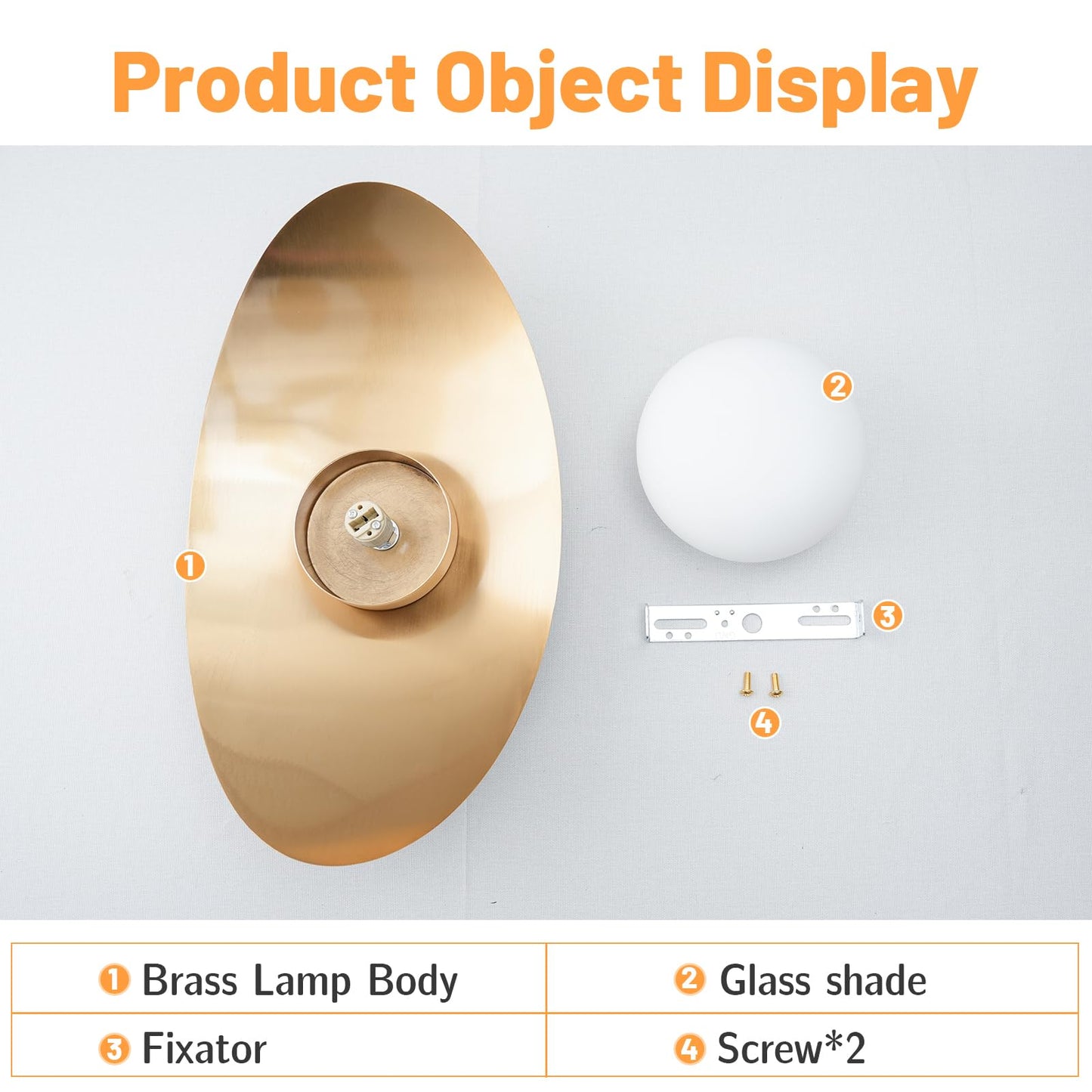 Qepeety Mid Century Modern Wall Sconce, Glass Wall Light Fixtures Vintage Crescent Shape Gold Brushed Finish LED Wall Mount Light for Living Room