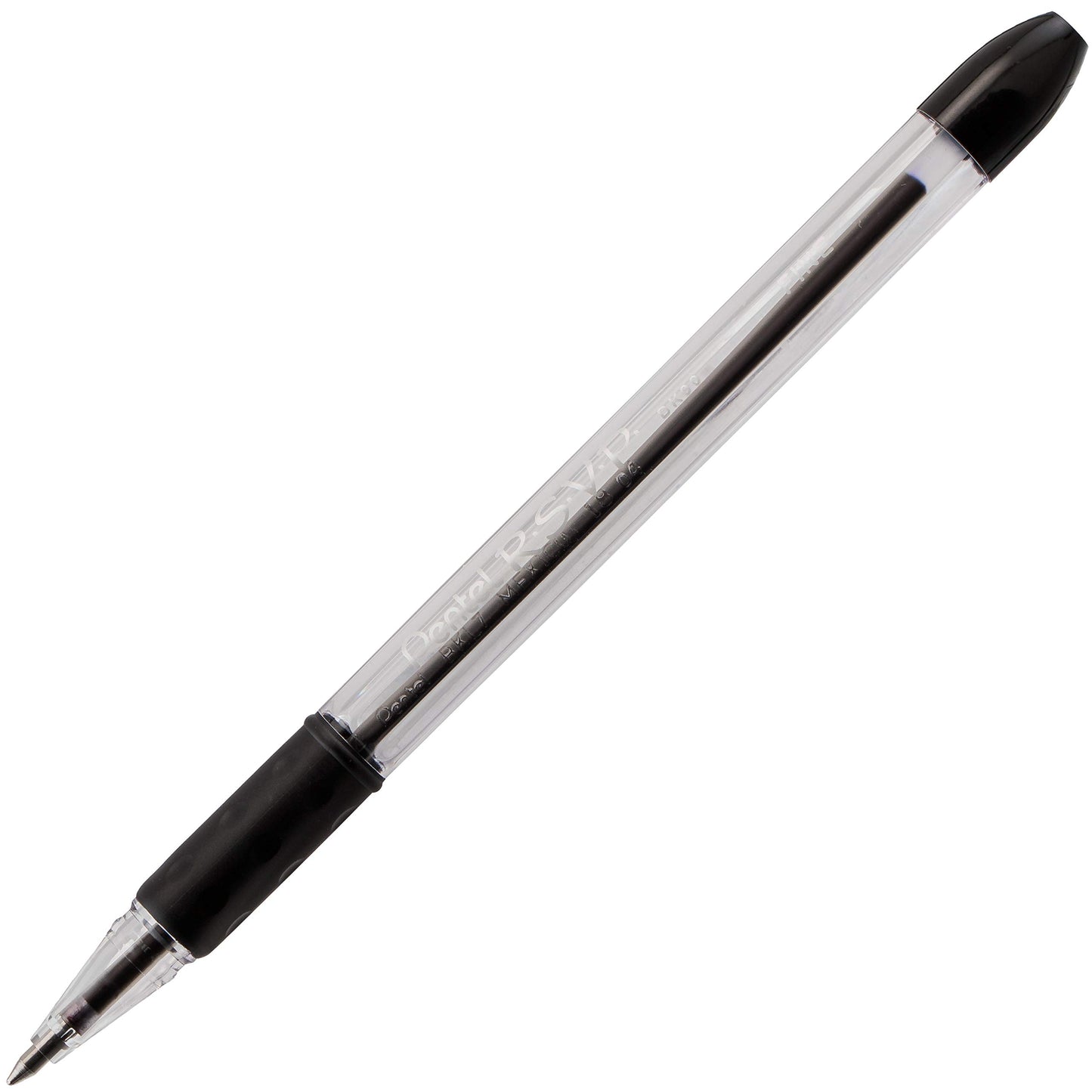 Pentel RSVP Ballpoint Pen, Fine Line, (0.7mm), Black Ink (BK90-A) (Pack of 1, 12 Count Total)