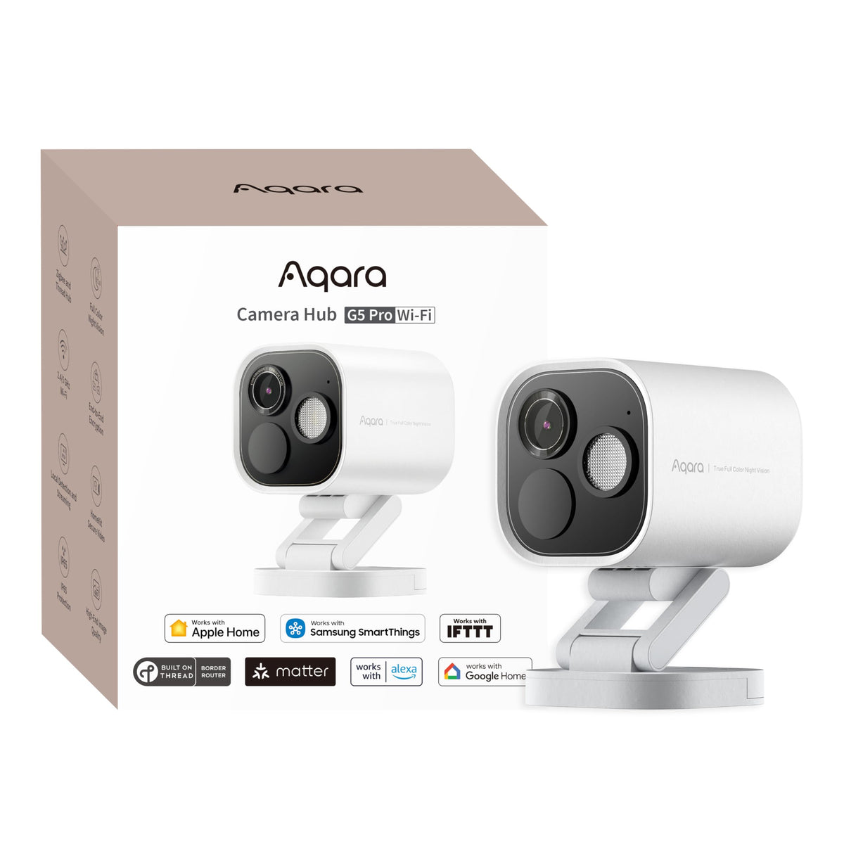 Aqara 4MP Camera Hub G5 Pro WiFi, True Color Night Vision Security Camera Outdoor, 2.4/5Ghz WiFi, HomeKit Secure Video, Thread Border Router, Local