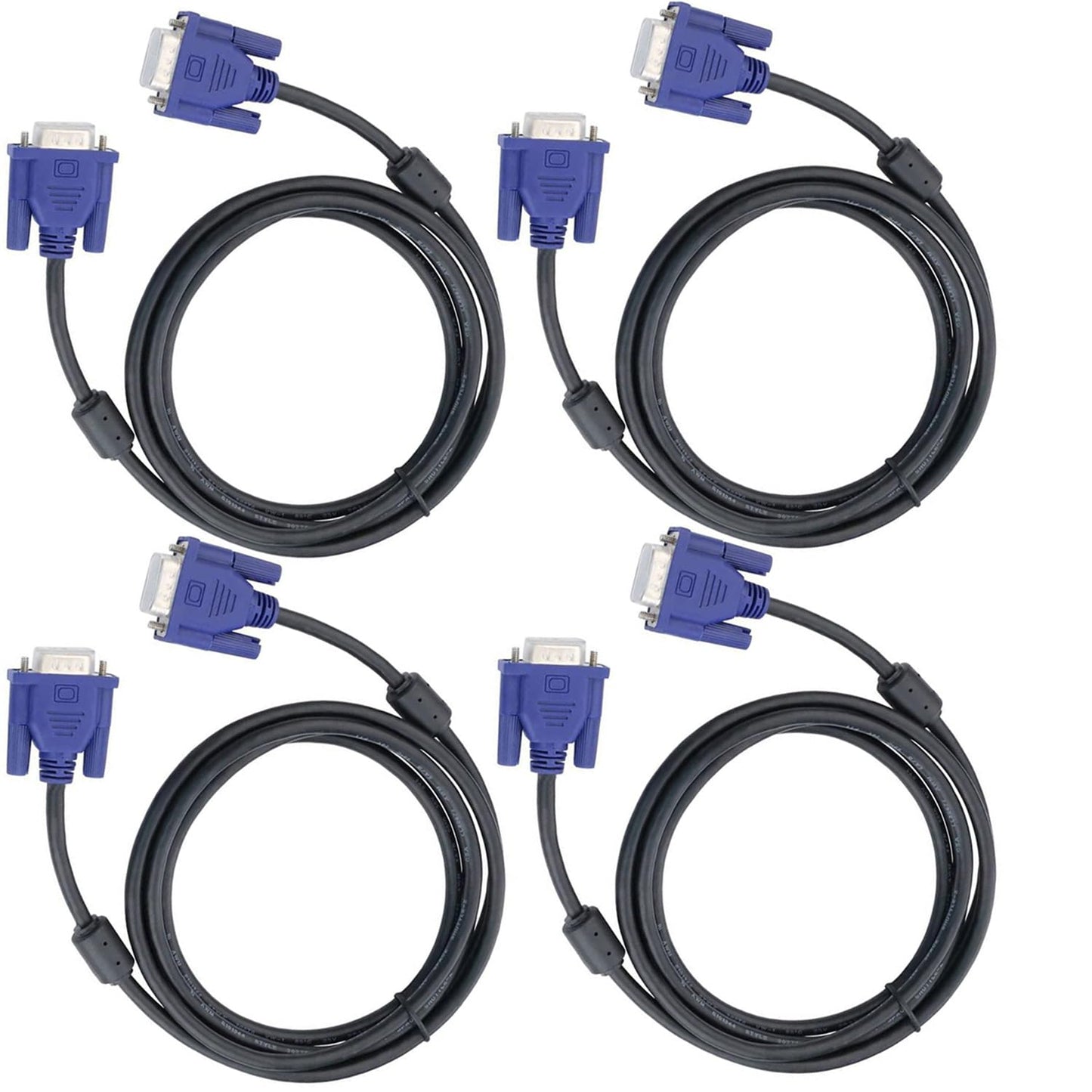 DaFuRui 4Pack VGA to VGA Cable?5Ft HD15 VGA Male to Male Cable for TV Computer VGA Monitor Cable with Blue Connector