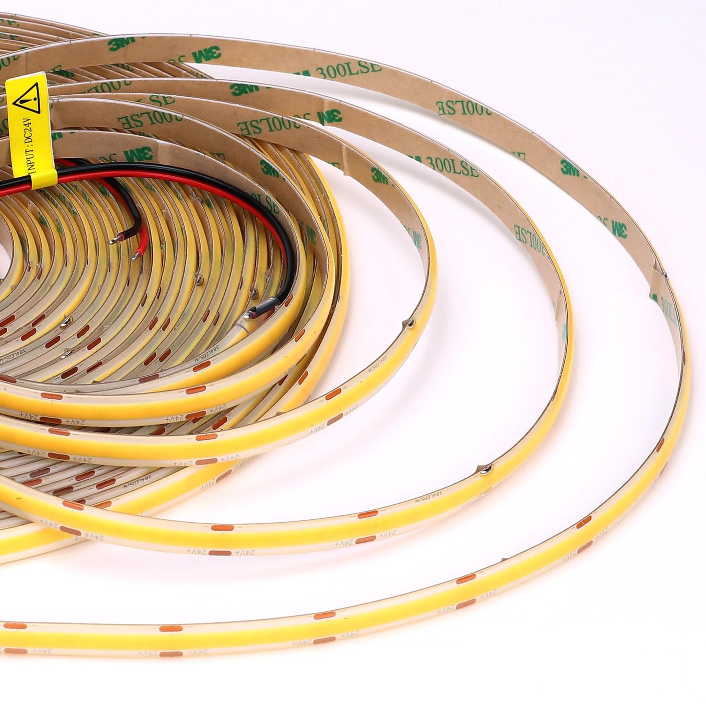GOMING 15M/49.2ft 24V COB LED Strip Light Waterproof IP65 Cool White 6000K Uniform Glow 5760LEDs CRI 93+ Flexible LED Tape Lights for DIY Cabinet