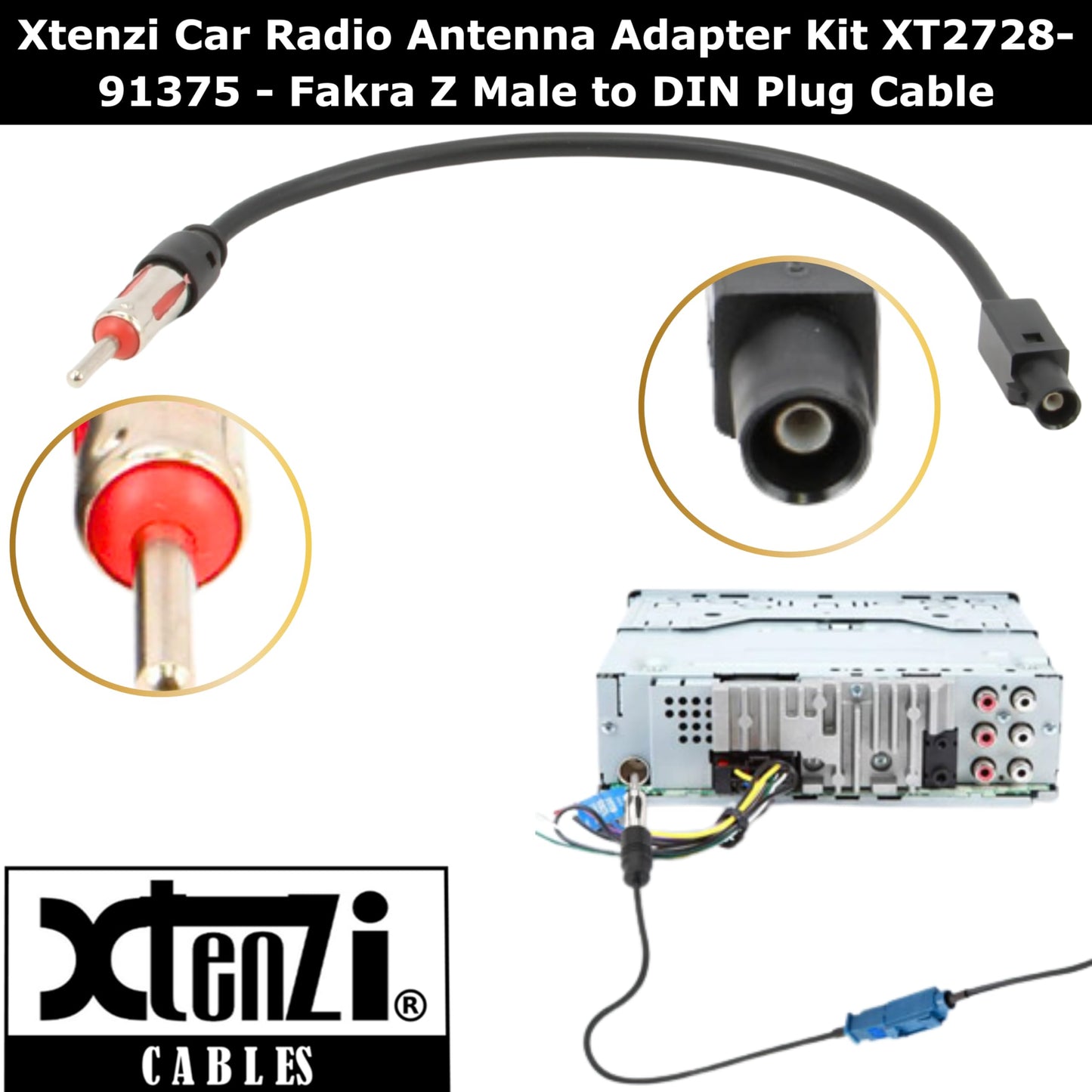 Xtenzi Car Radio Antenna Adapter Kit XT2728 Compatible with BMW, Chevrolet, Chrysler, Mercedes 2000-Up