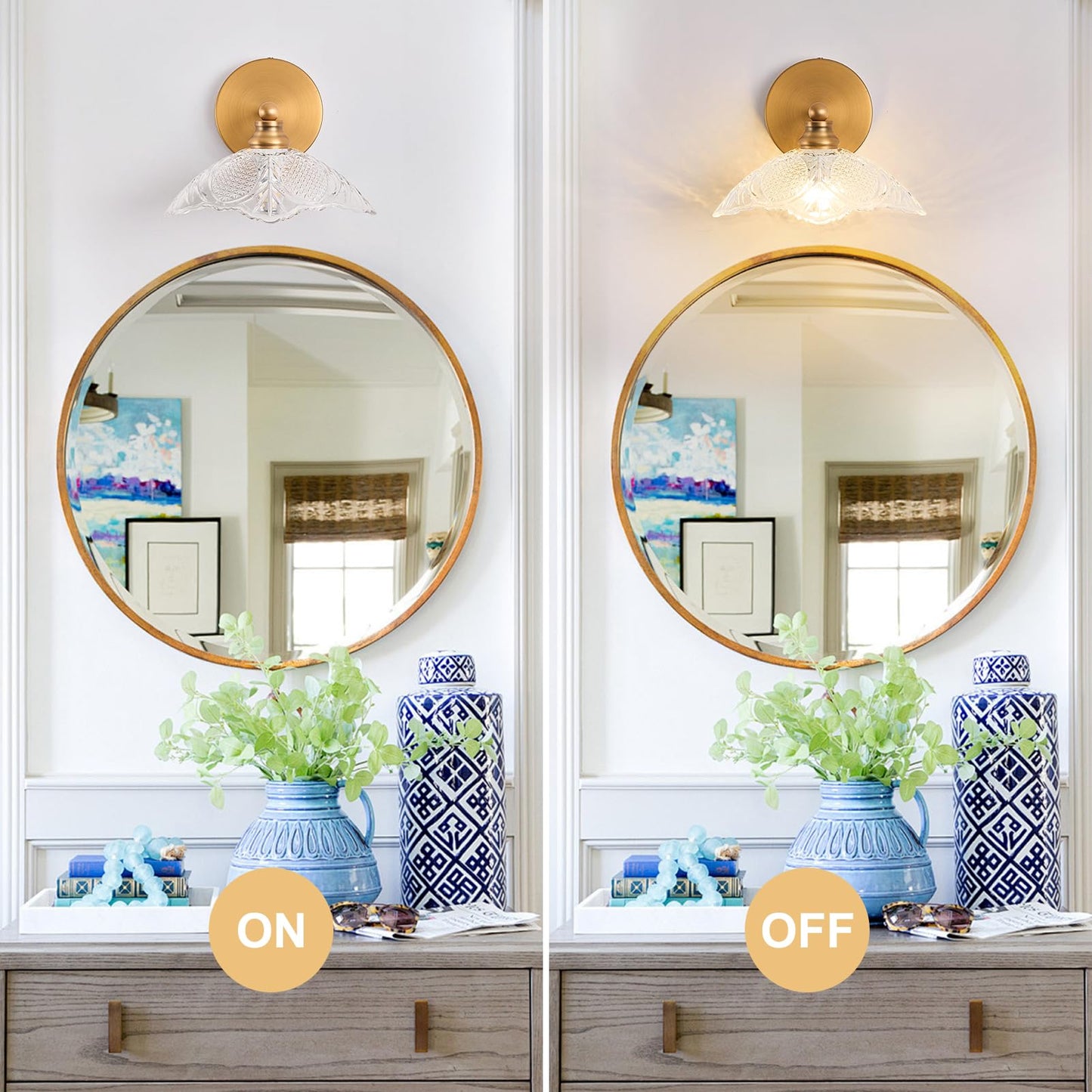 JSDKIUT Bathroom Vanity Light, 9.05 Inch Single Light Brushed Antique Brass Wall Sconce, Vintage E12 Bathroom Light for Mirror, Euro Classic Lighting