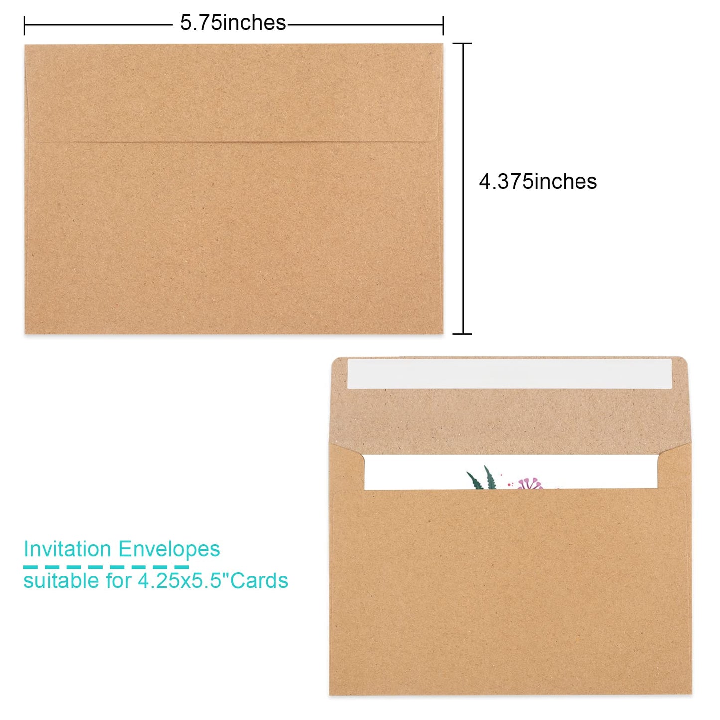 70 Packs A2 Invitation Envelopes, Brown Kraft Envelopes, Envelopes for 4.5x5.5 Cards, Envelopes for Invitations, Envelopes Self Seal for Photos RSVP