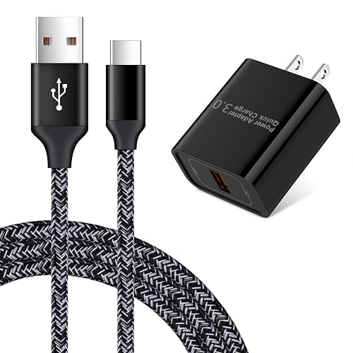 Quick Charge 3.0 Fast Charging USB Wall Charger Plug with 6ft Type C Cable for Samsung Galaxy S26 S25 S24 S23 S22 S21 S20 FE A57 A37 A17 A56 A36 A26