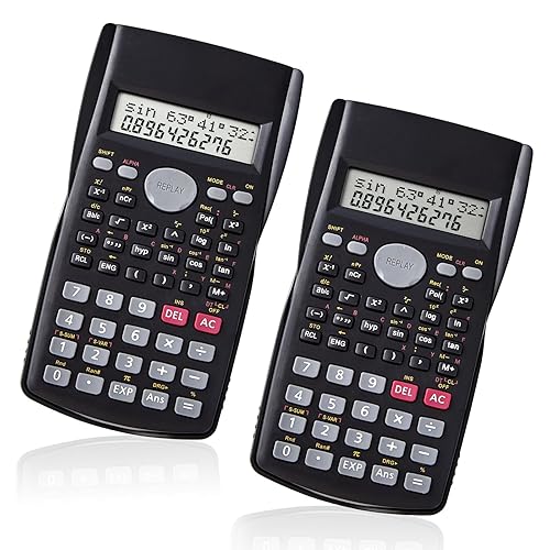 Scientific Calculator 2 Pack,2-Line Clear Display 240 Functions Basic Calculator AAA Battery Operated for Math Algebra Fraction Non Graphing Auto