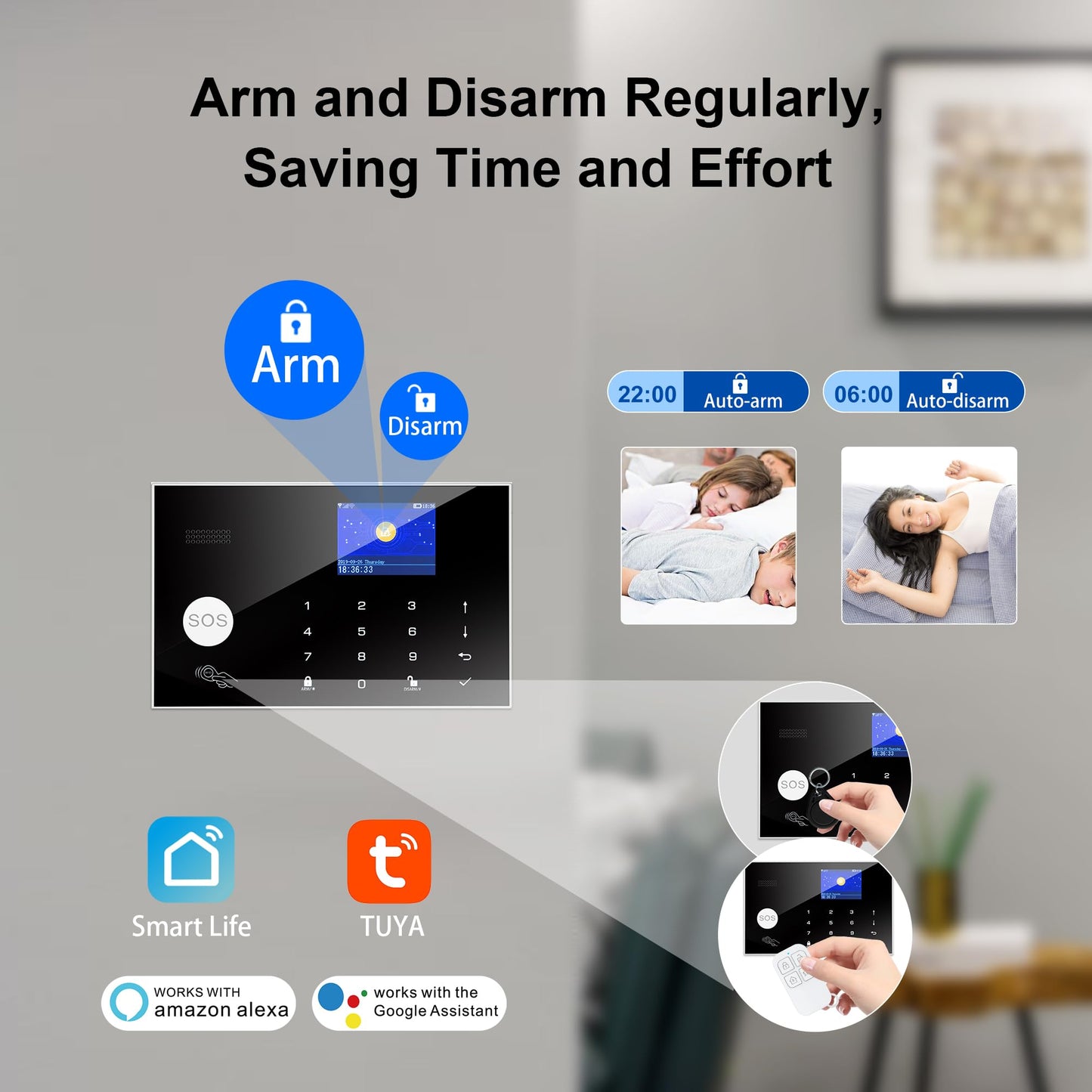 Wireless Home Alarm System, 13pcs GSM SMS 2G WiFi Full Burglar Alarm System, Siren Alarm with PIR, Door Window Sensor, Camera, Remote Control