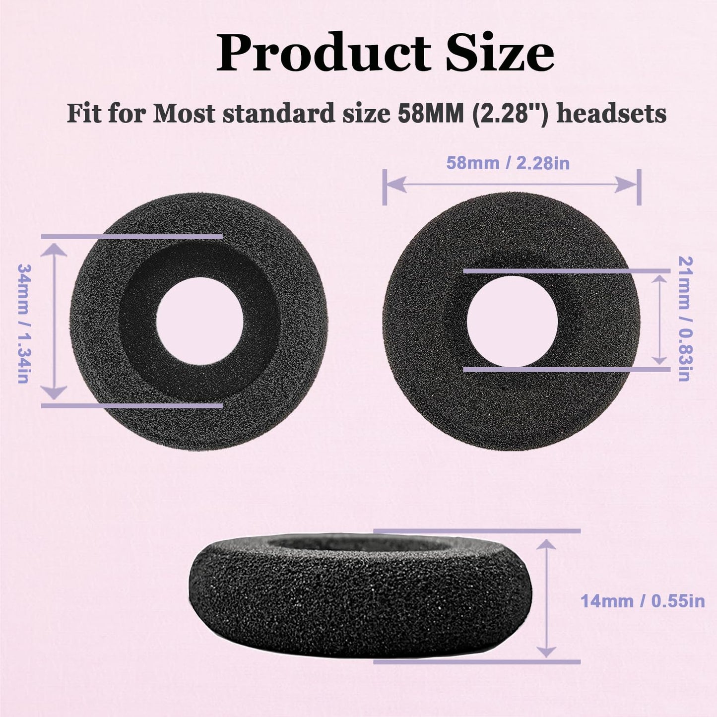 Plantronics Headset Ear Cushions Foam Replacement Ear Pad for Plantronics Blackwire C320 3320 3210 3220 HW251N HW261N HW510 HW520 Jabra PRO 930 Most