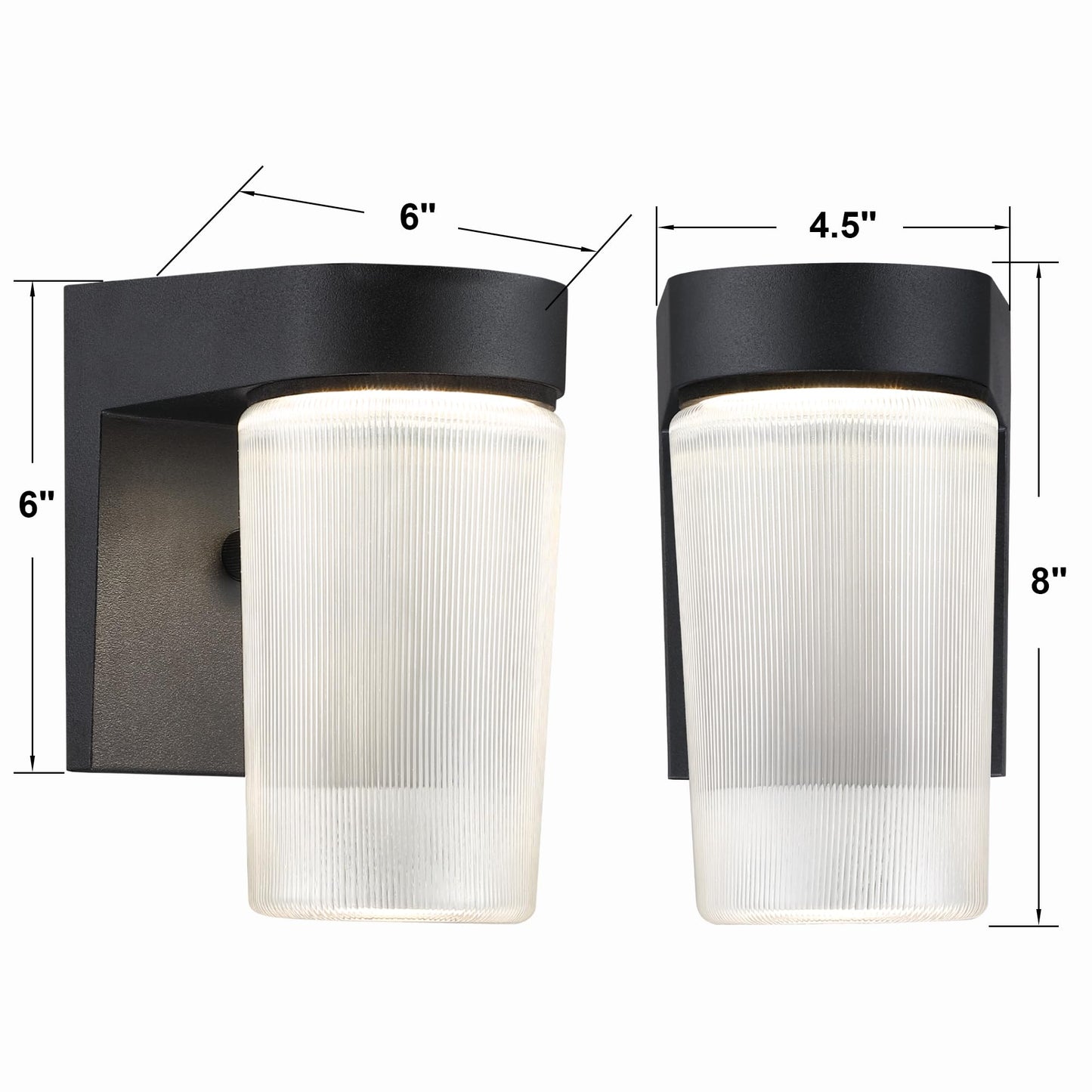 LIT-PaTH LED Jelly Jar Outdoor Wall Lantern, Exterior Porch Lighting Fxiture, 3CCT Selectable 3000K/4000K/5000K, Dimmable, 11W 800 Lumens, Black