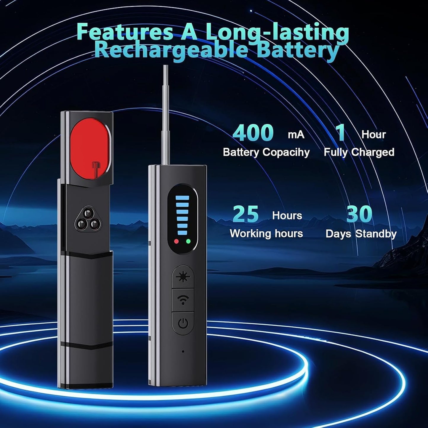 NuBits Hidden Camera Detectors,Spy Camera Finder,Portable Hidden Bug and Camera Detector,5 Levels Sensitivity 6 Modes,Wireless Rechargeable