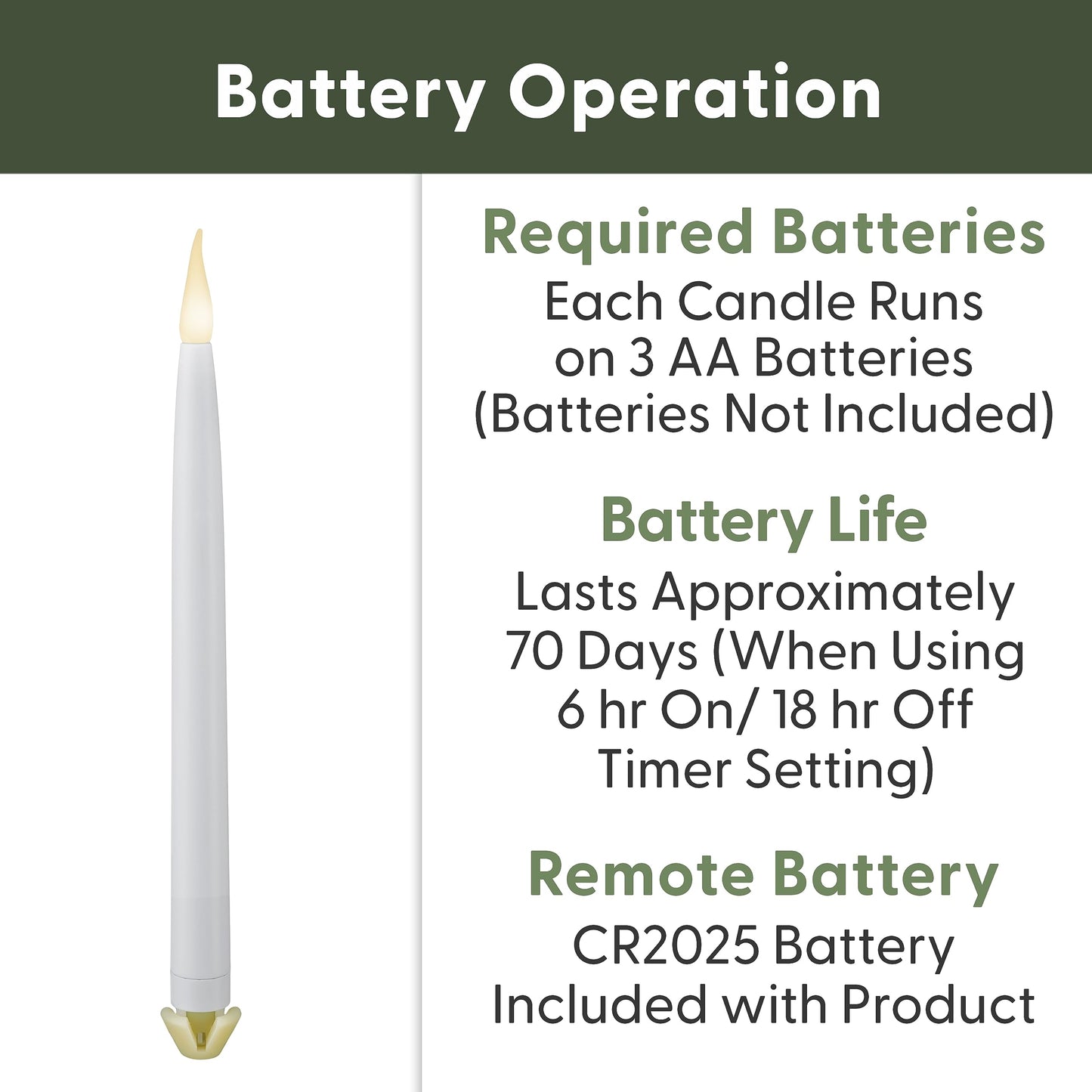 612 Vermont LED Taper Candles Battery Operated with Remote Control, Warm White Flame, 11.75” Tall, VT-R1661-4