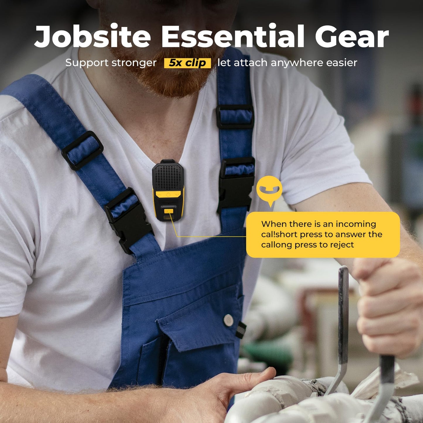 Wearable Bluetooth Speaker, 60Hr Clip-on Portable Bluetooth Speaker w/Mic, IPX6 Waterproof Jobsite Wireless Speaker, All Day Playtime |Handsfree Call