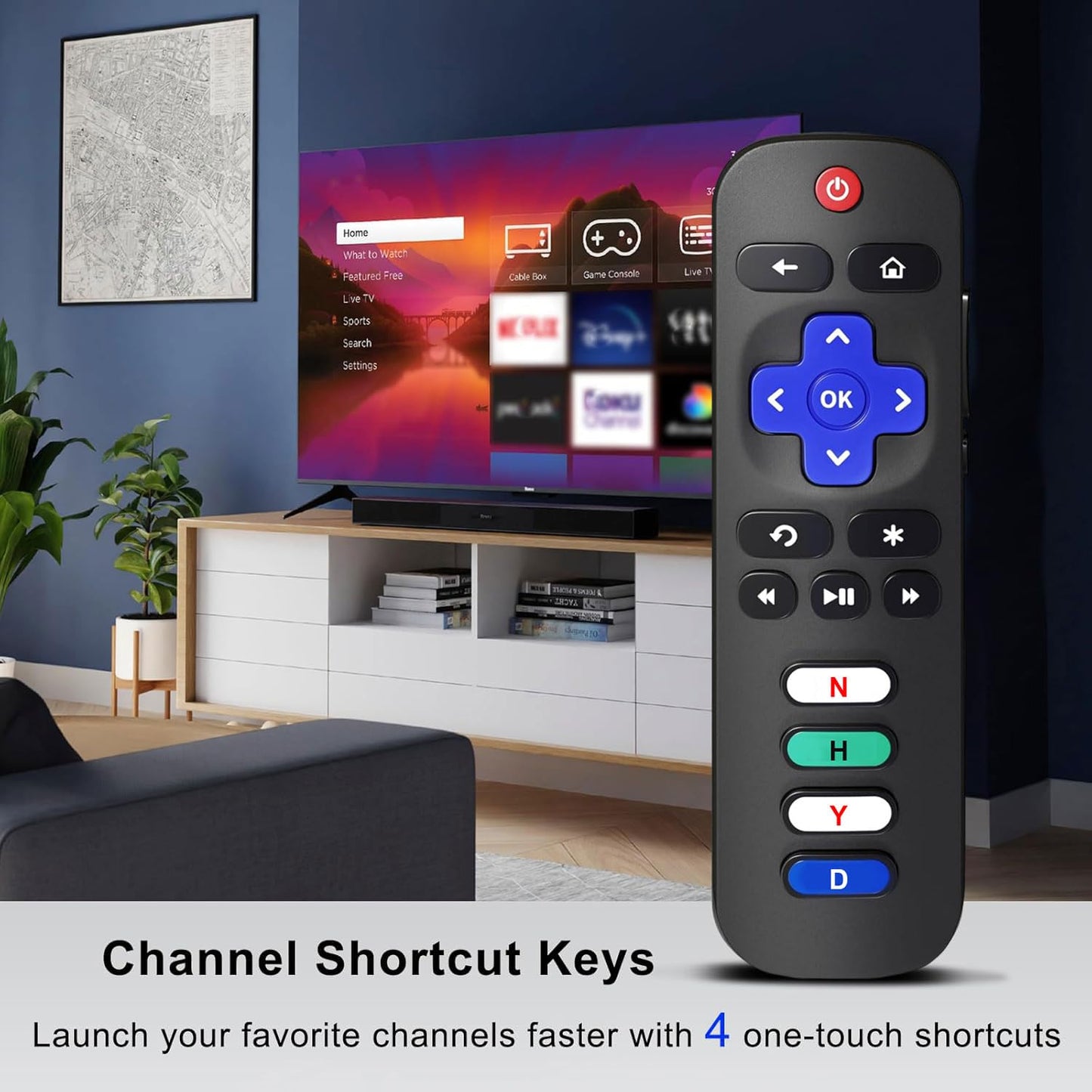 Only for Roku TV Replacement TV Remote Control, Compatible with TCL Roku/Hisense Roku/Onn Roku/Sharp Roku/Element Roku/Westinghouse Roku/Philips Roku