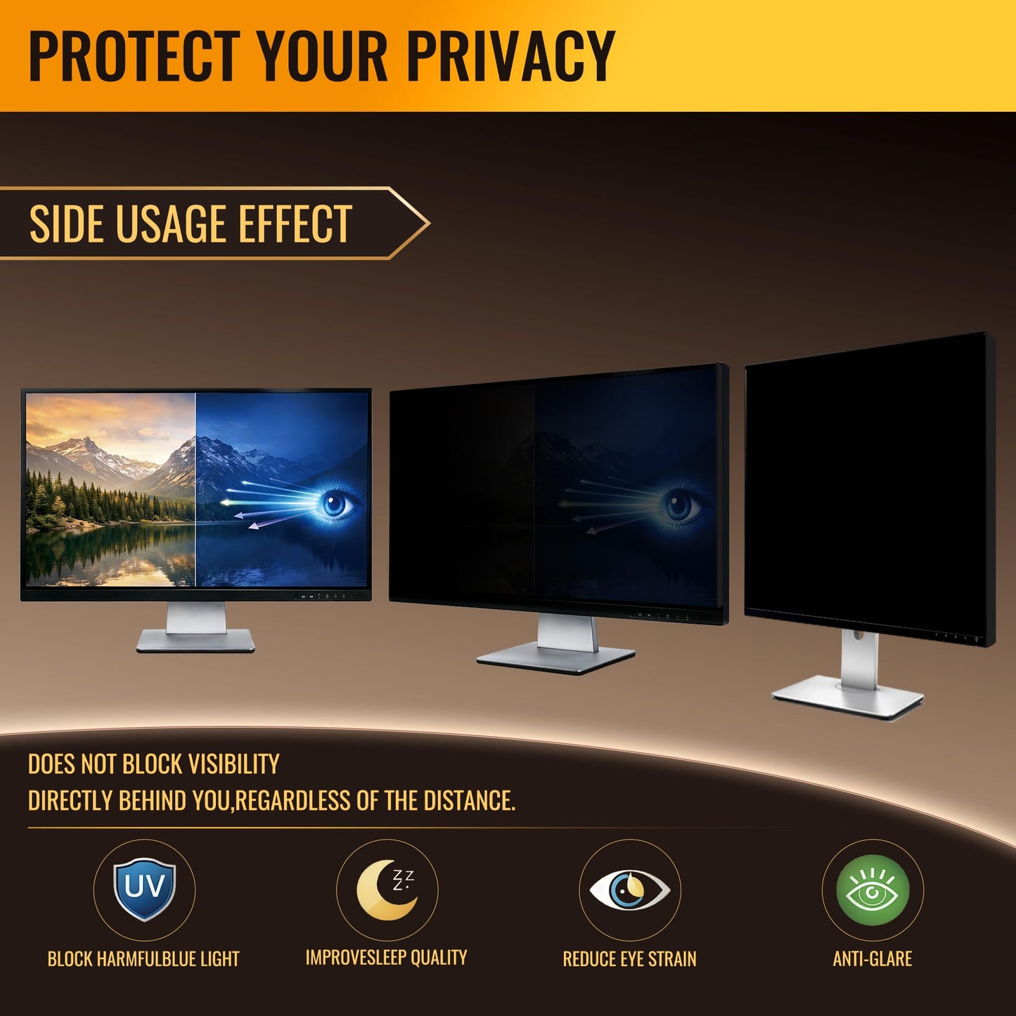 Ceydebne 20 Inch Privacy Screen for Monitor with 16:9 Widescreen Monitor Blue Light Screen Protector - Anti-Glare - Anti-Scratch Protector Film