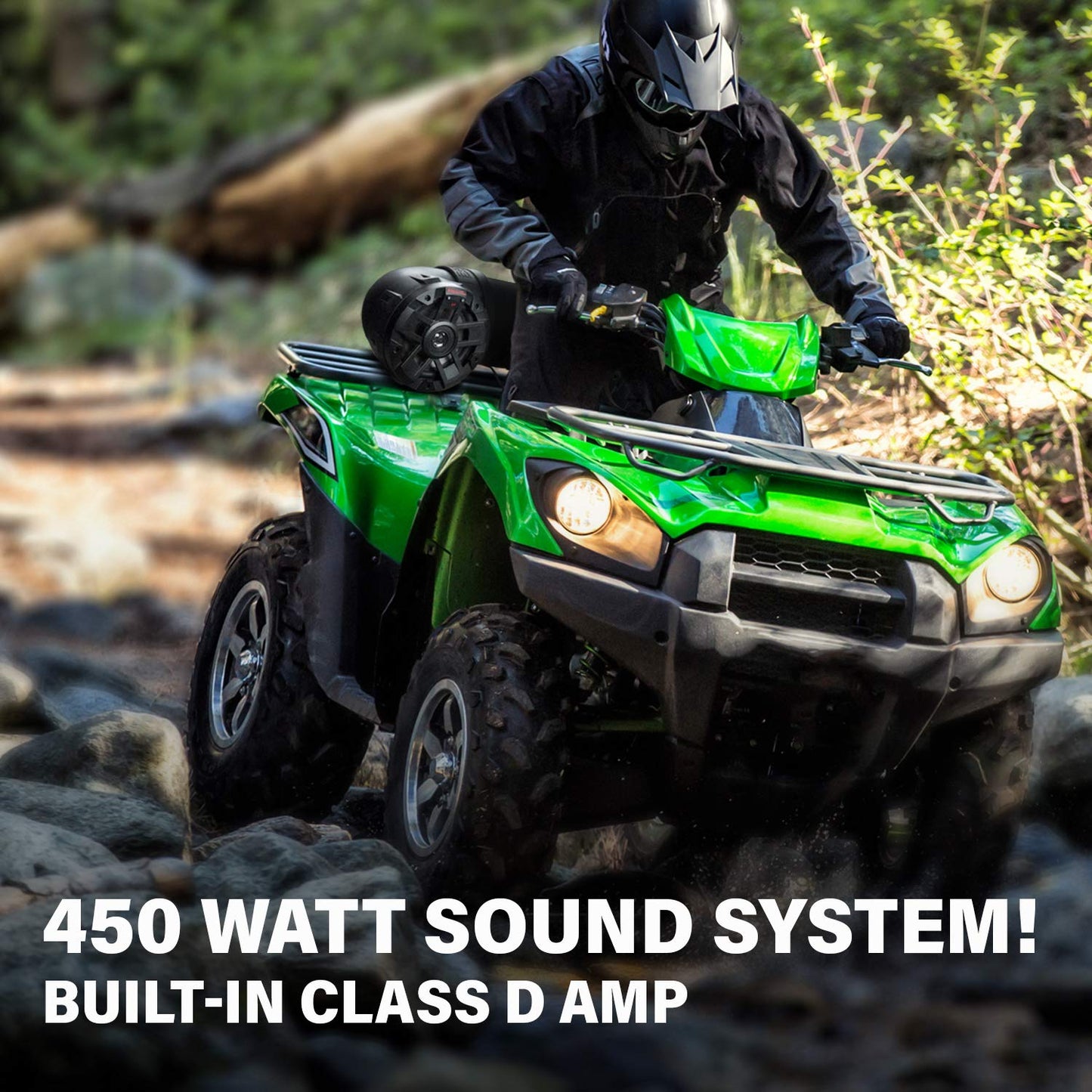 BOSS Audio Systems ATVB6.5R ATV UTV Weatherproof Sound System - 6.5 Inch Speakers, 1 Inch Tweeters, Built-in Amplifier, Bluetooth, Rechargeable
