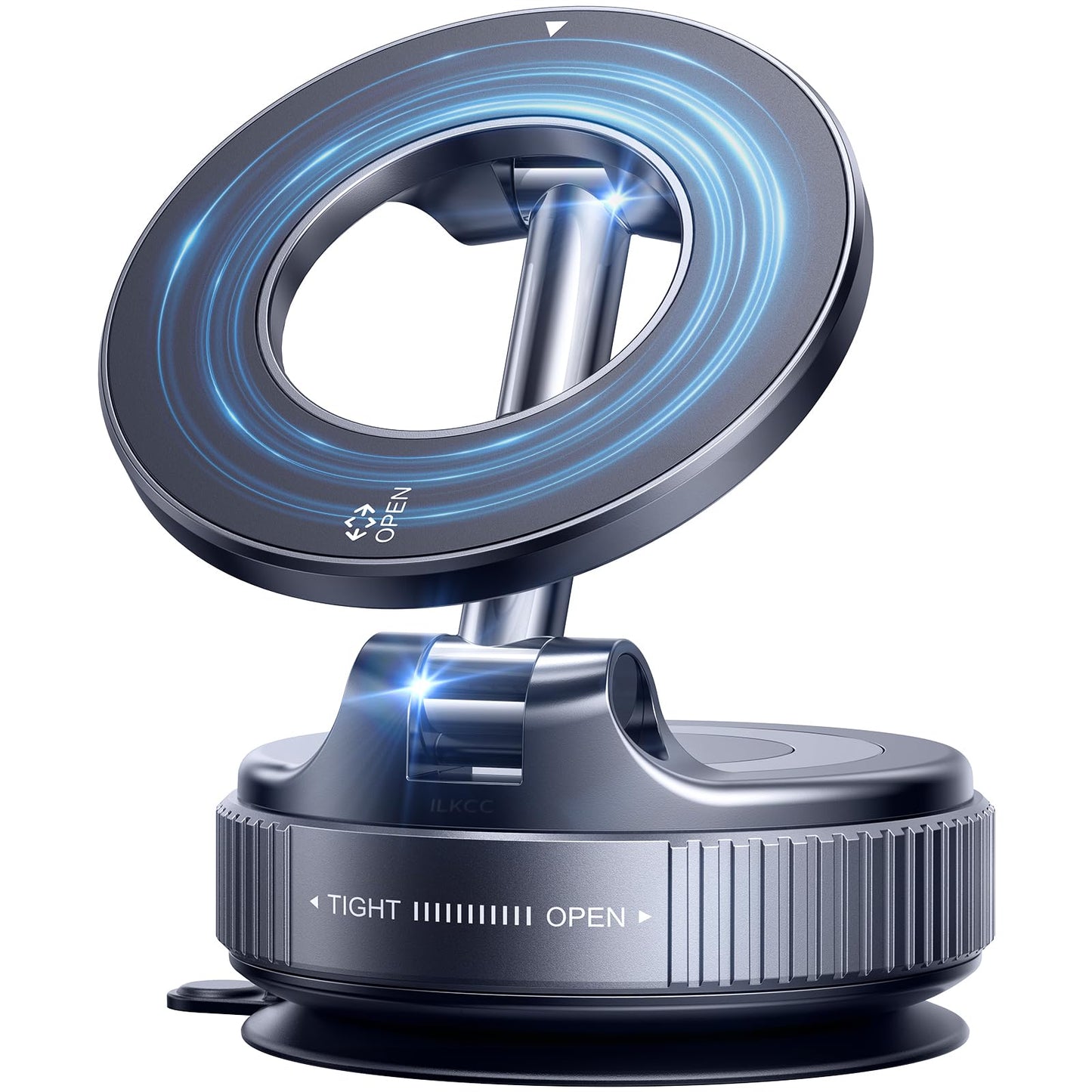 ILKCC Vacuum Suction Magnetic Phone Holder, 2025 Upgraded Vacuum Suction Cup Mount for Magsafe, 360° Adjustable Foldable Portable Magnetic Car Phone