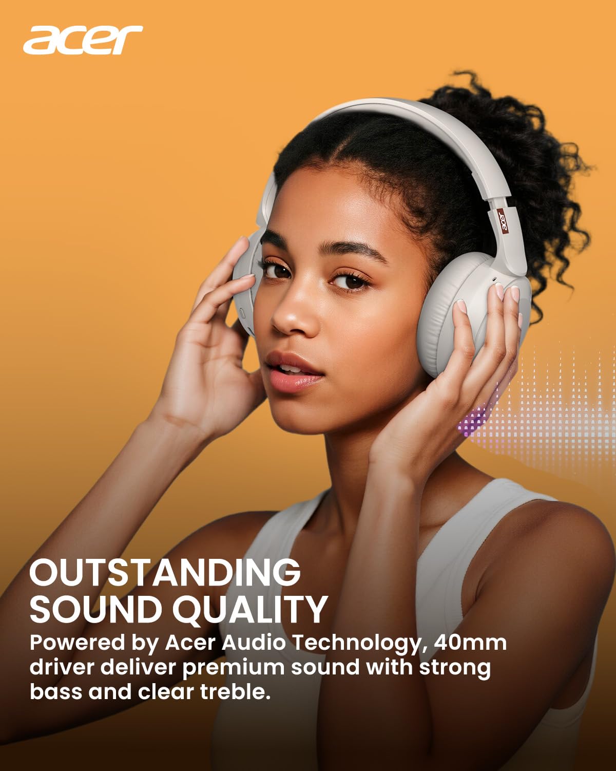 acer Wireless Bluetooth Headphones, 70 Hours Playtime, Foldable Over-Ear Headphones with 40mm Drivers, Memory Foam Earpads, Multipoint Bluetooth 6.0…