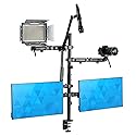 Mount-It! All in One Live Streaming Equipment - 5 Arm Desk Mount - Holds Dual Monitors, Cameras, Ring Light with Mic Desktop Stand Set, YouTube Setup