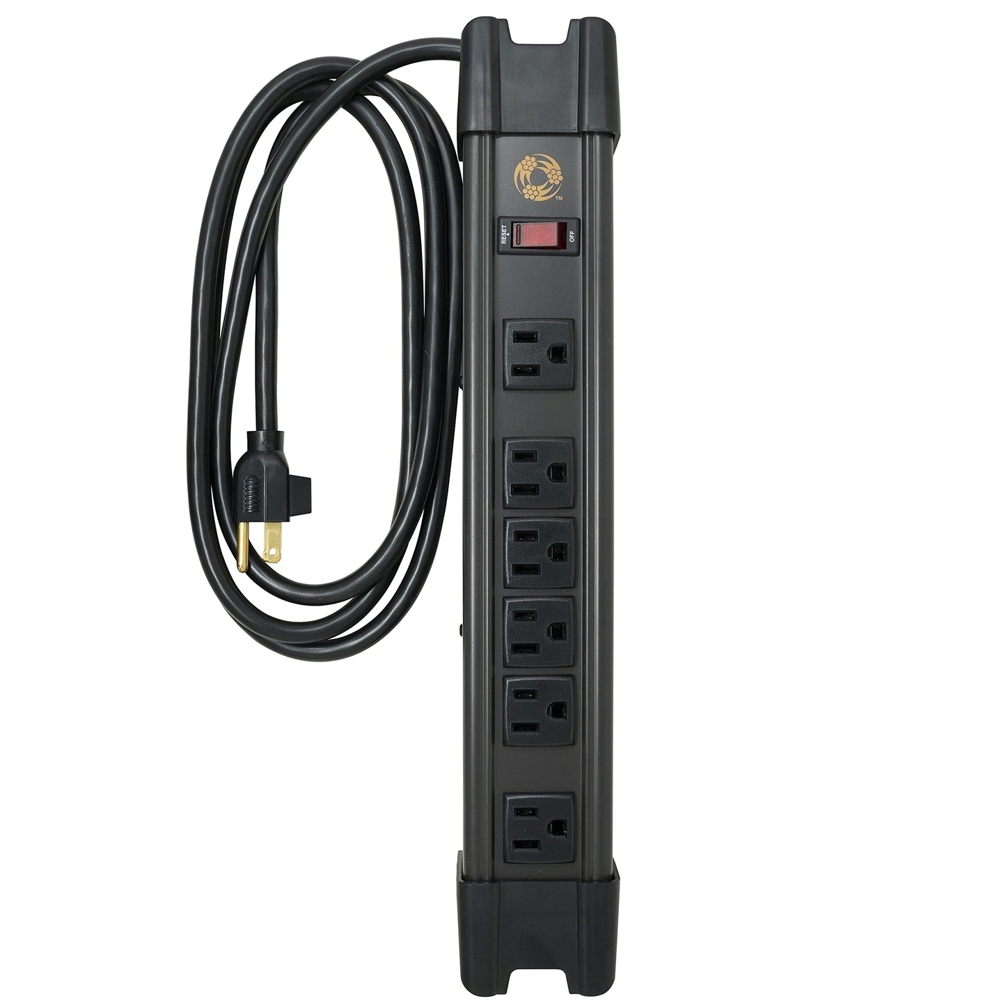 Southwire 6 Outlet Metal Magnetic Power Strip - 2 Rare Earth Magnets - 6 Foot Cord with Integrated Cord Management - Magnetic Power Strip - Lighted